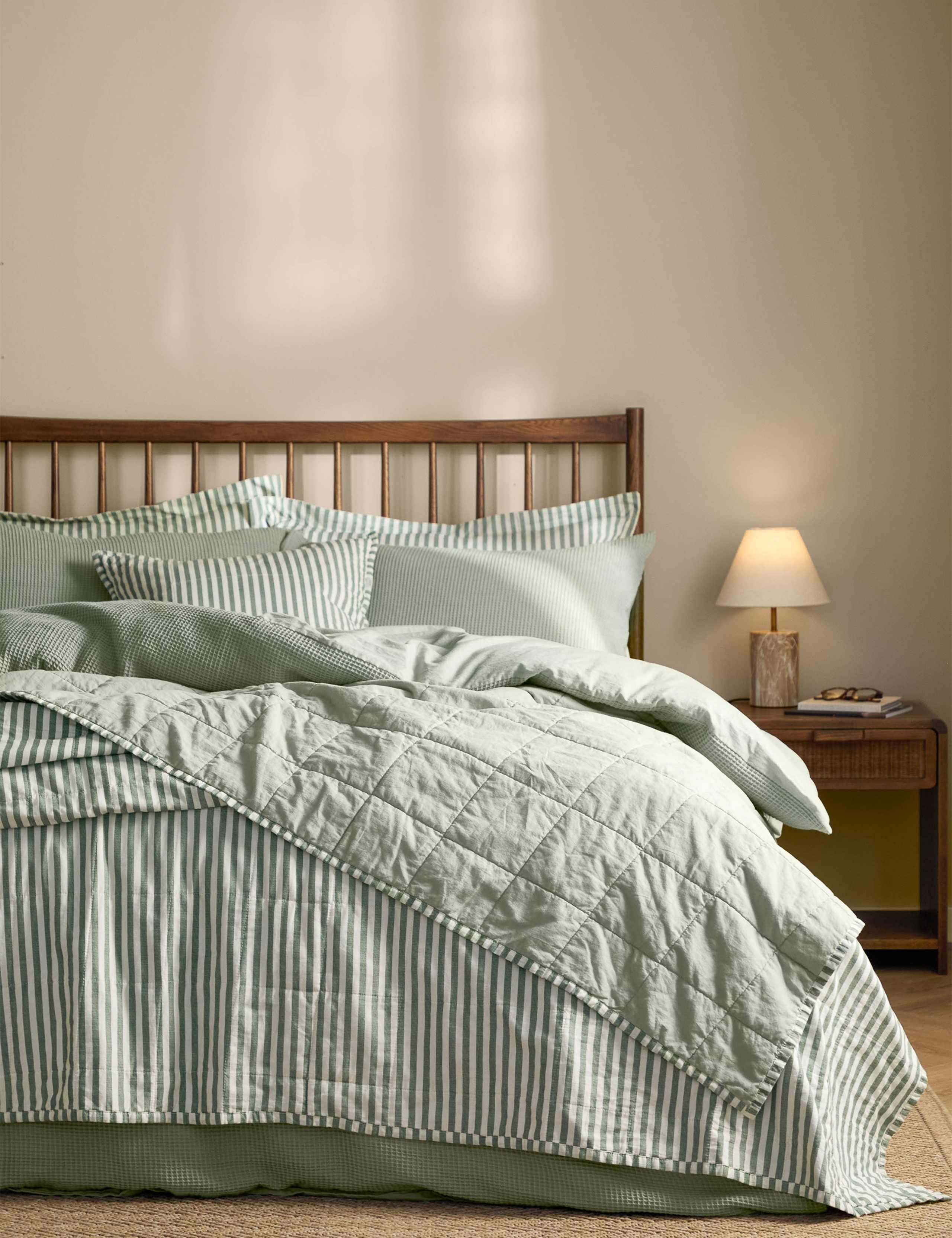 Hebden Washed Striped Quilted Bedspread