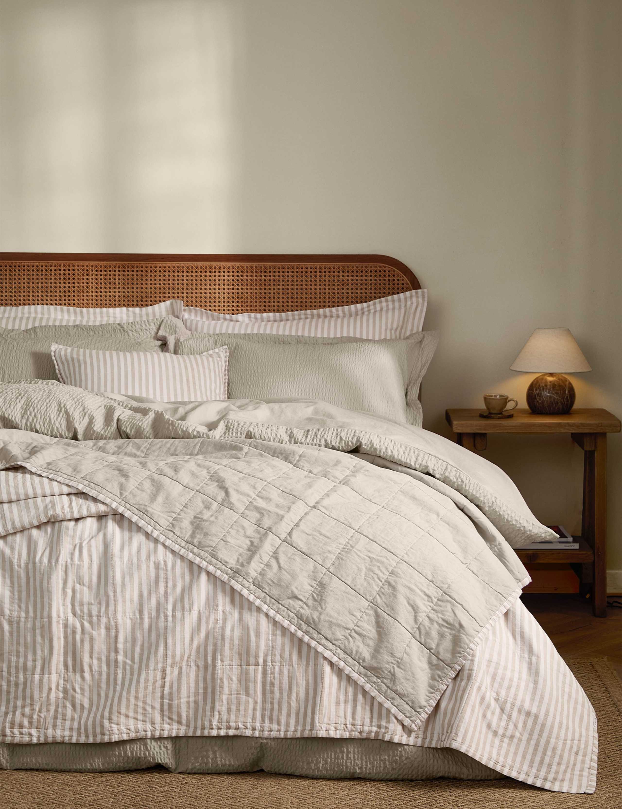 Hebden Washed Striped Quilted Bedspread