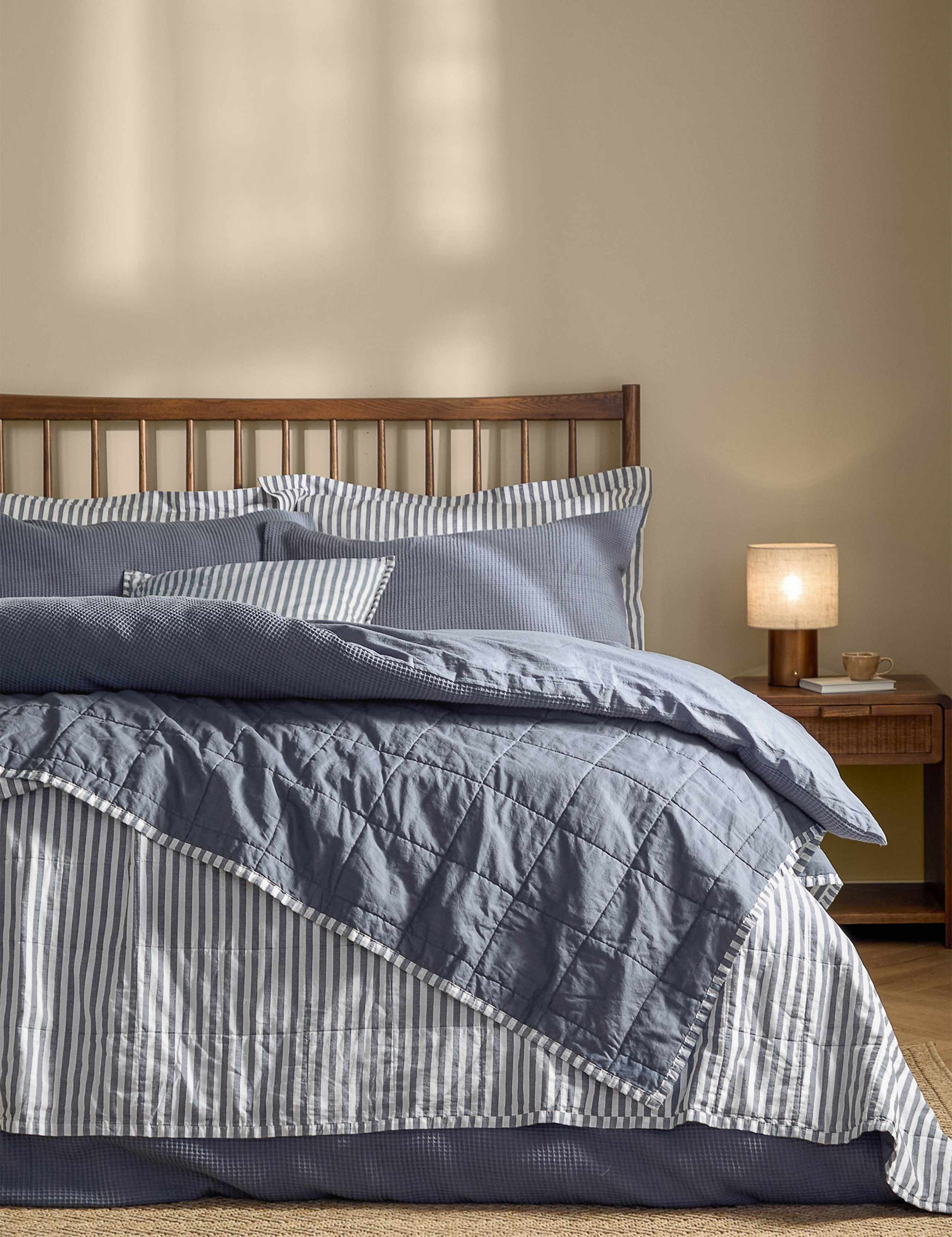 Hebden Washed Striped Quilted Bedspread