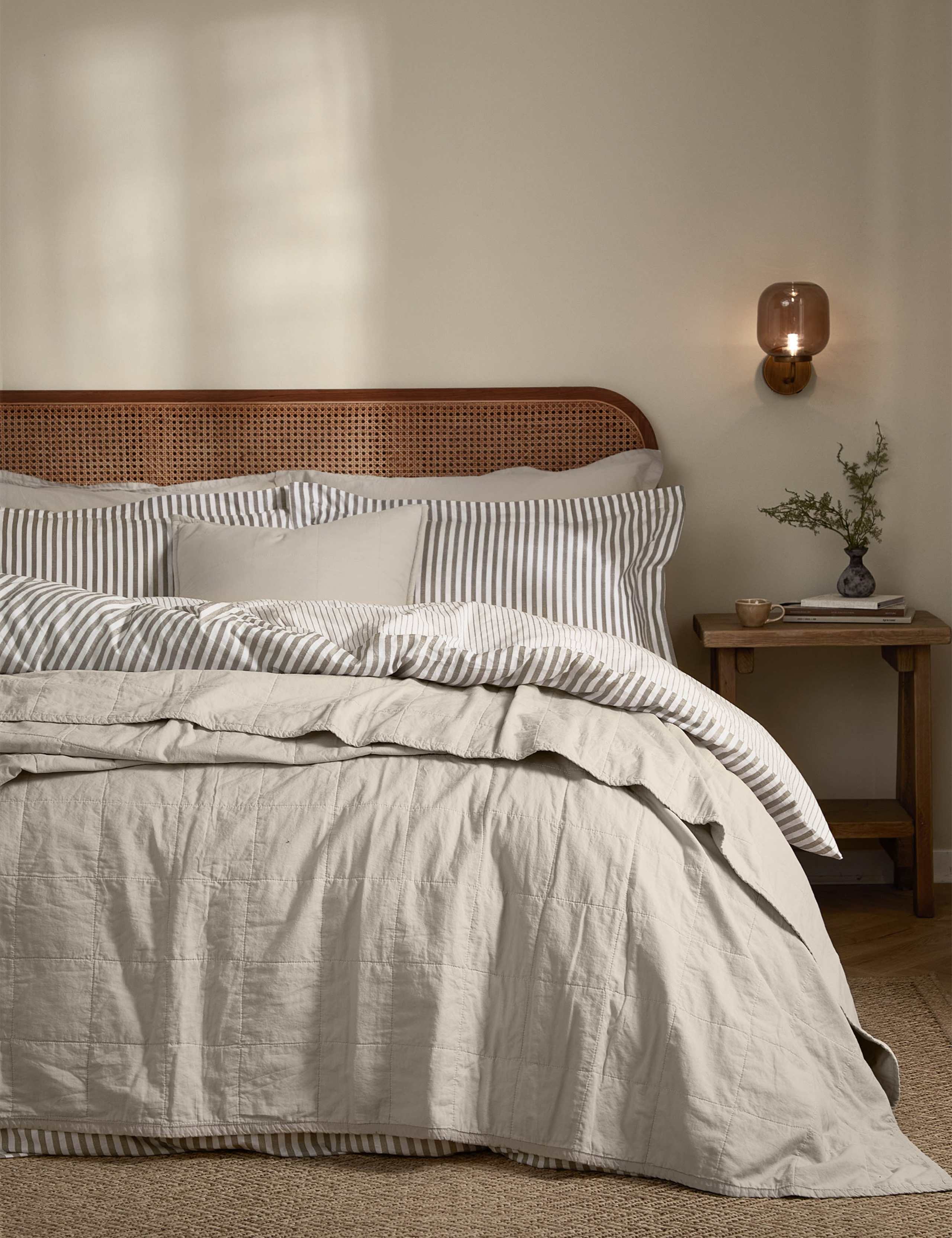 Hebden Washed Cotton Quilted Bedspread
