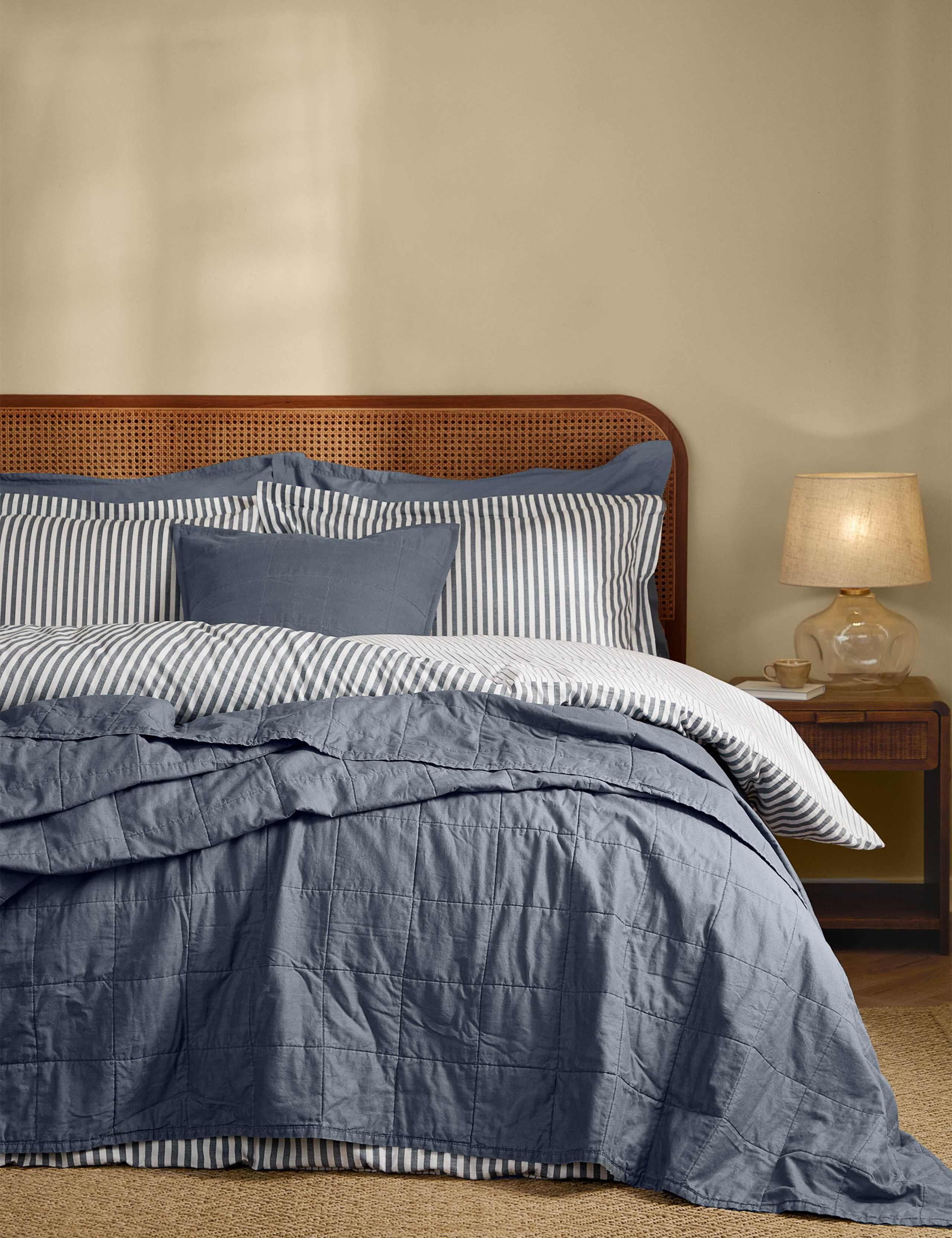 Hebden Washed Cotton Quilted Bedspread