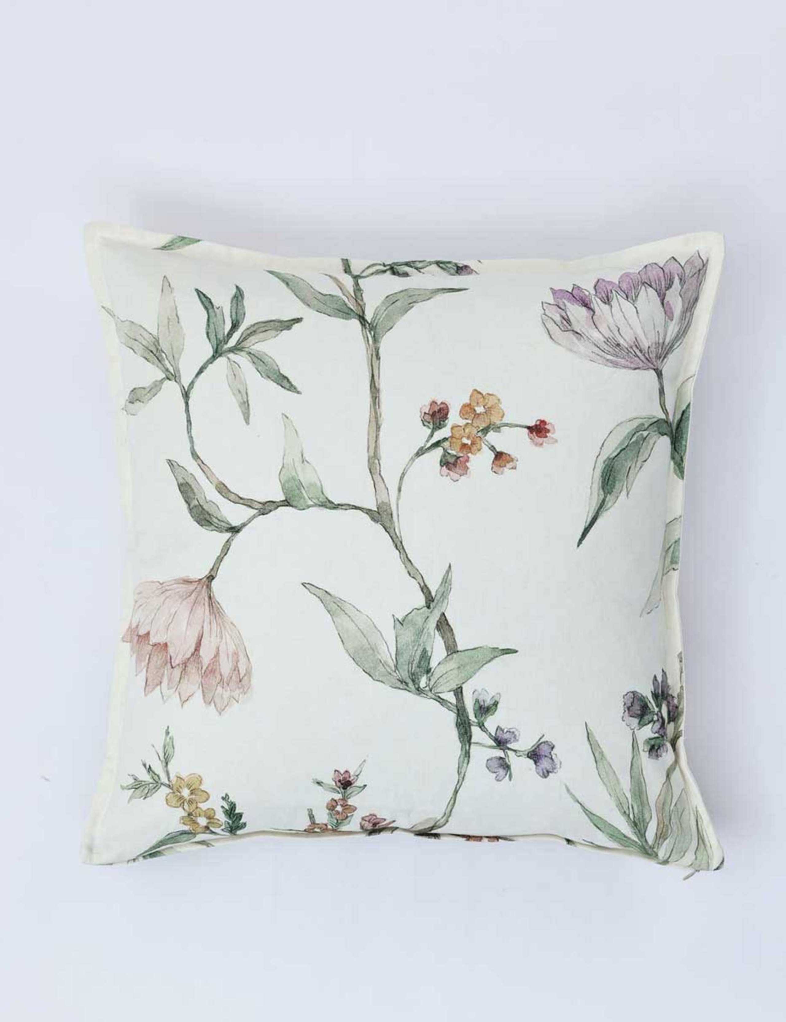 Linen Blend Floral Piped 50x50cm Cushion