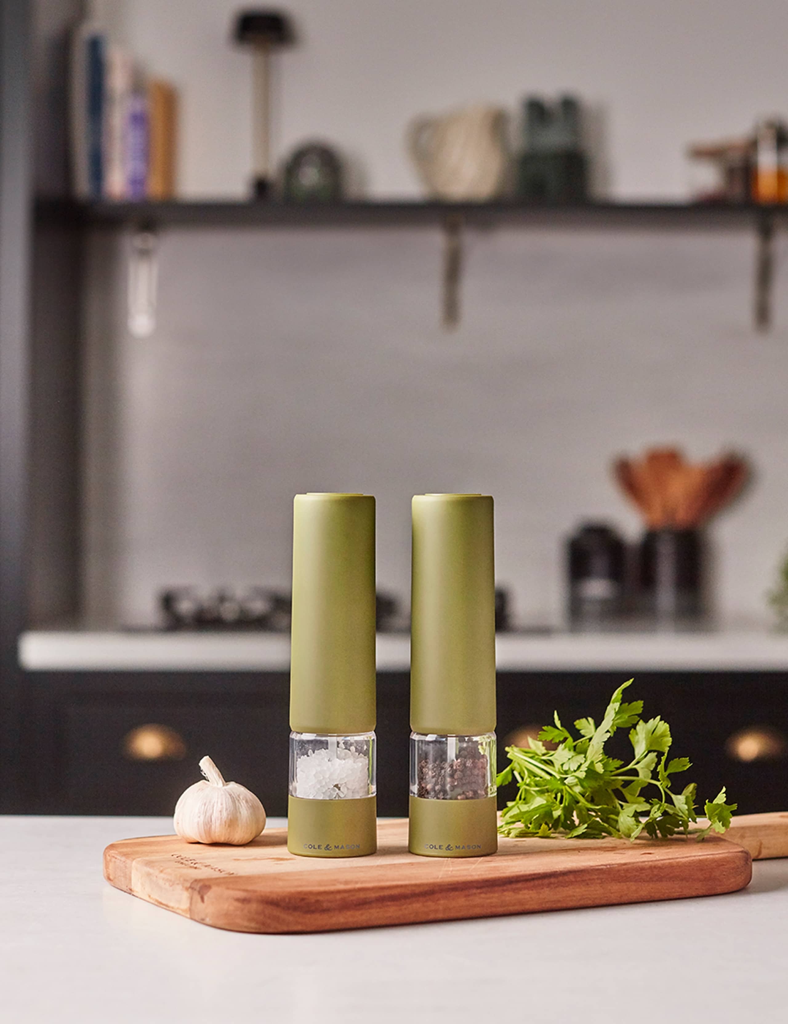 Electric Ceramic Salt & Pepper Mill Set