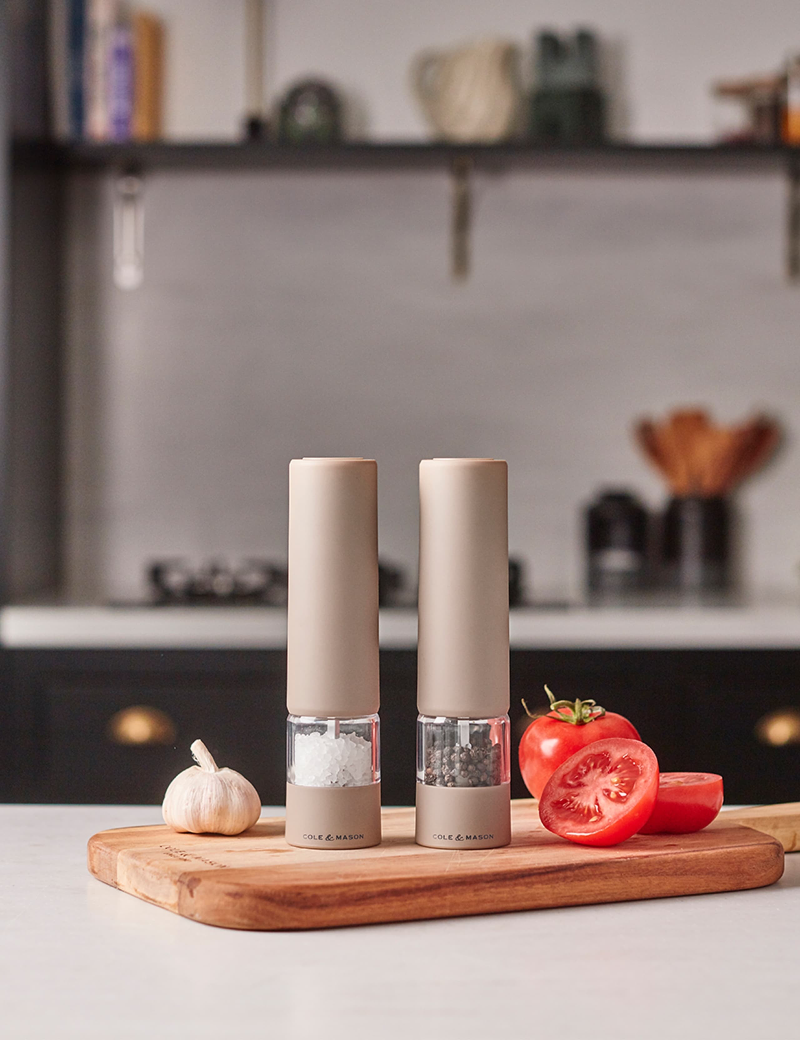 Electric Ceramic Salt & Pepper Mill Set