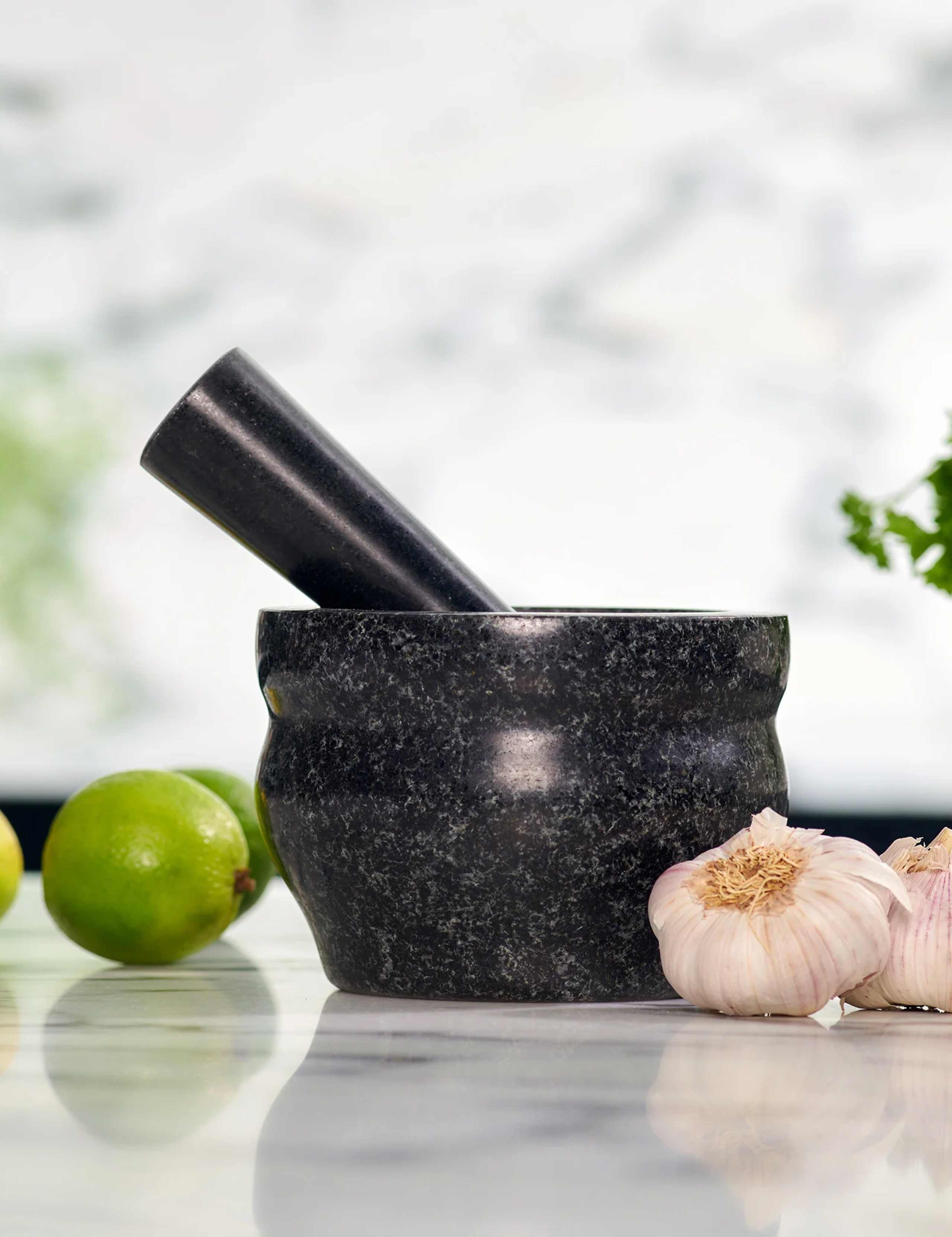 Polished Granite Pestle And Mortar 14cm