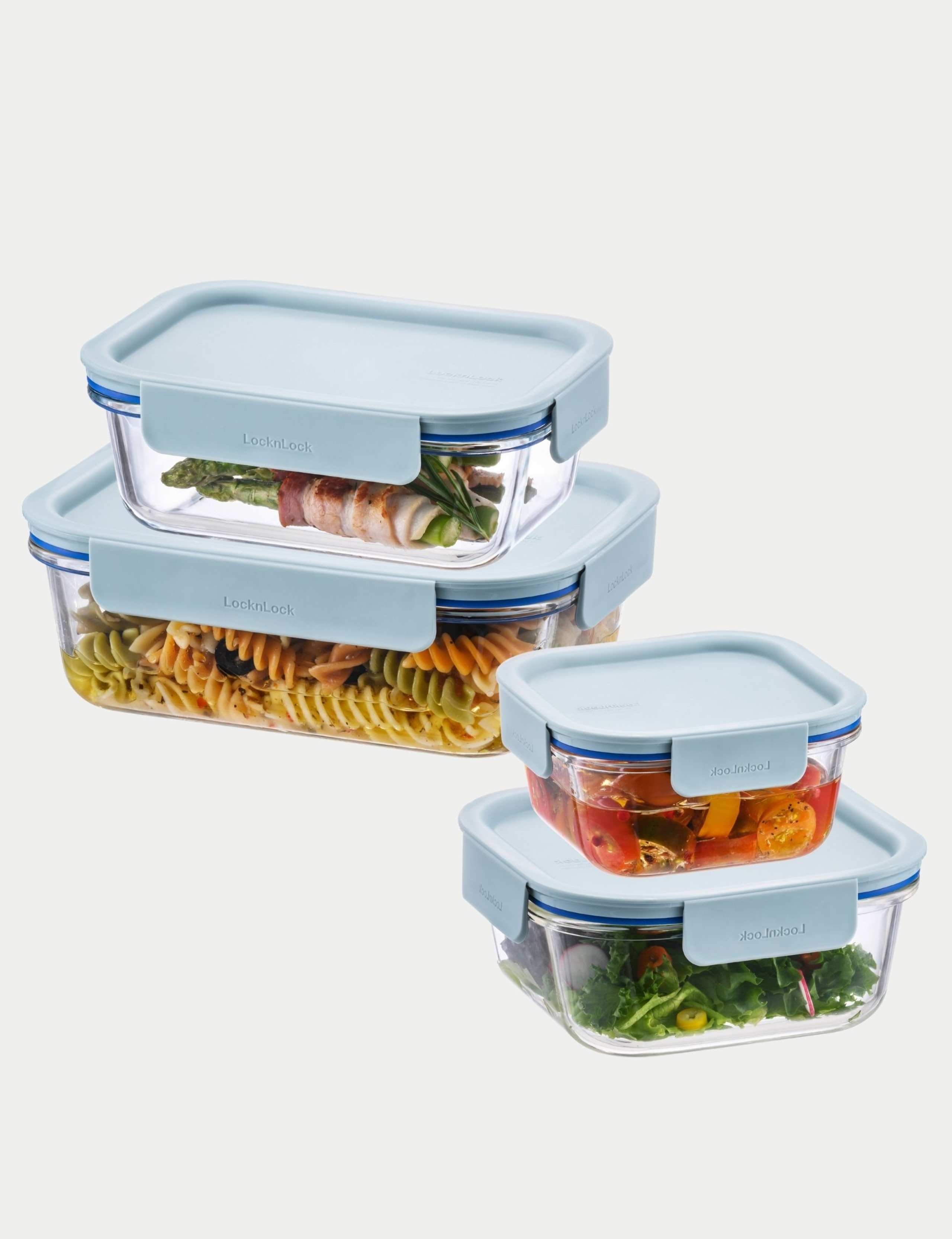 Set of 4 Clear Glass Airtight Food Containers