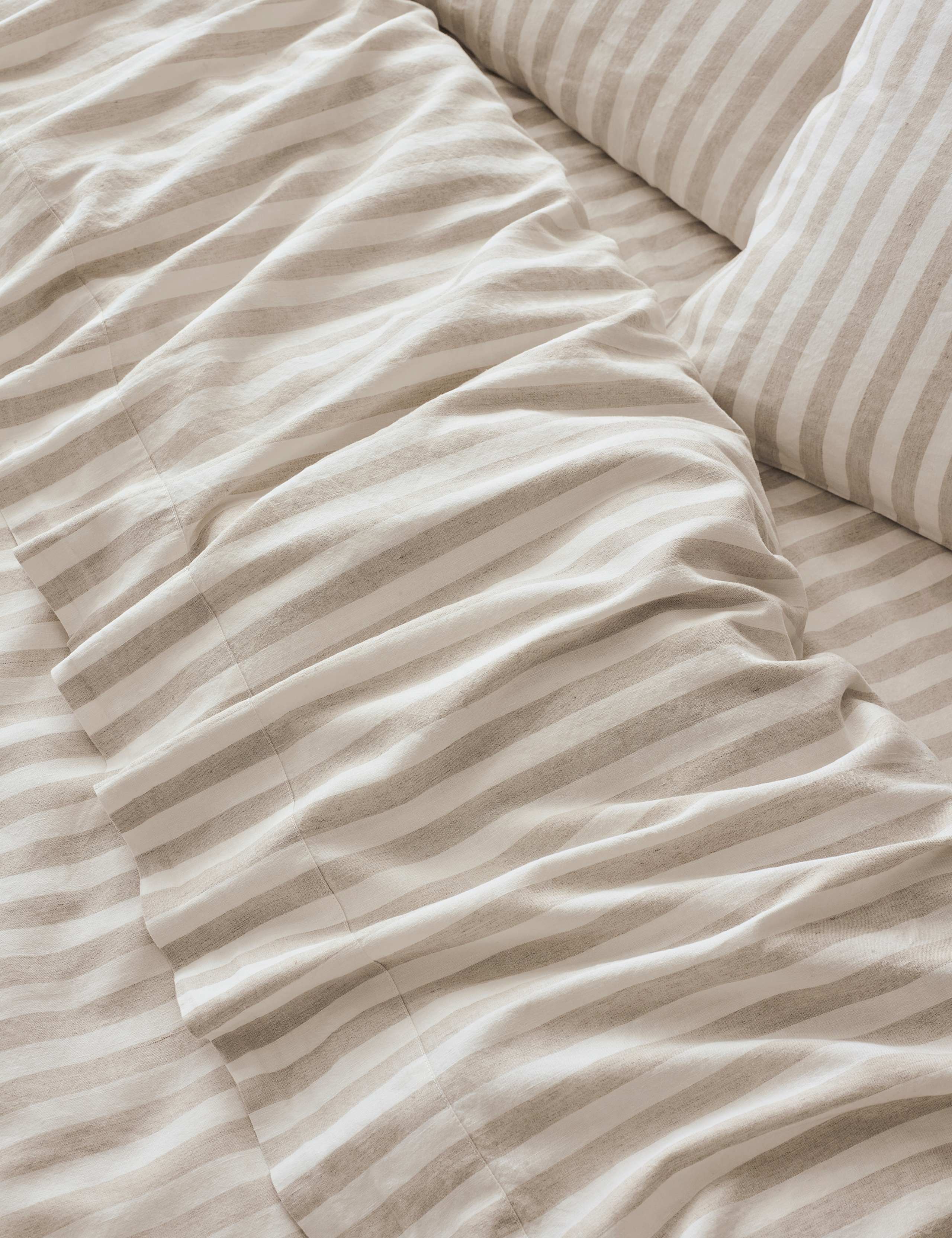 Linen Blend Striped Flat Sheet