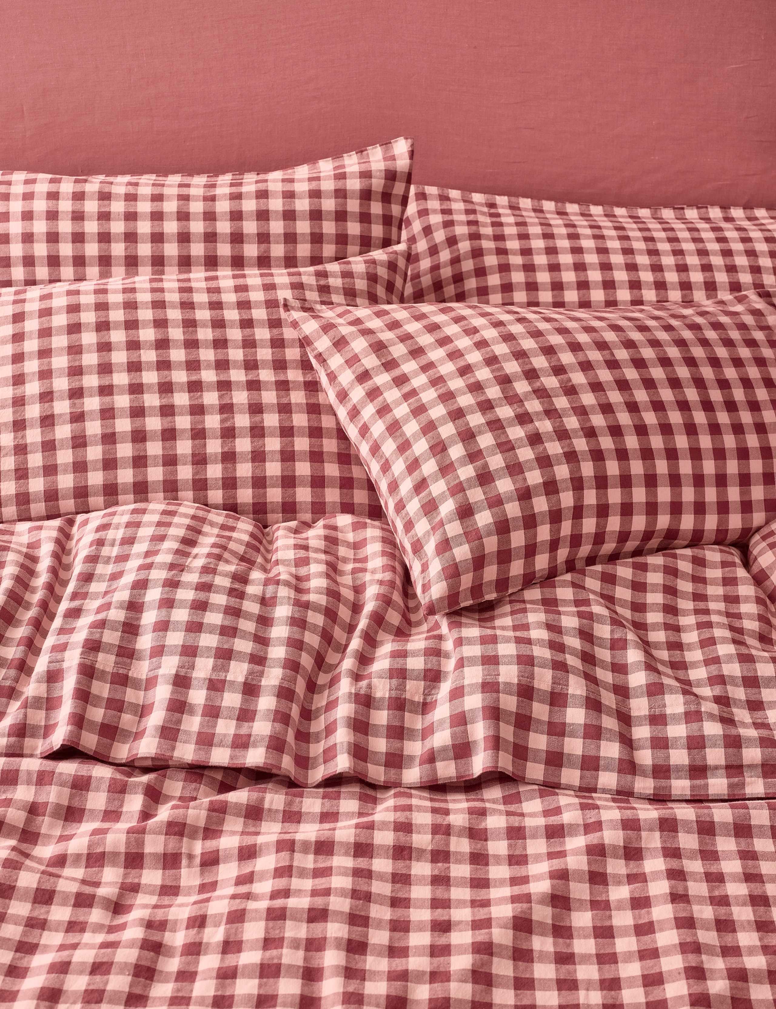 Linen Blend Gingham Pillowcase Pair