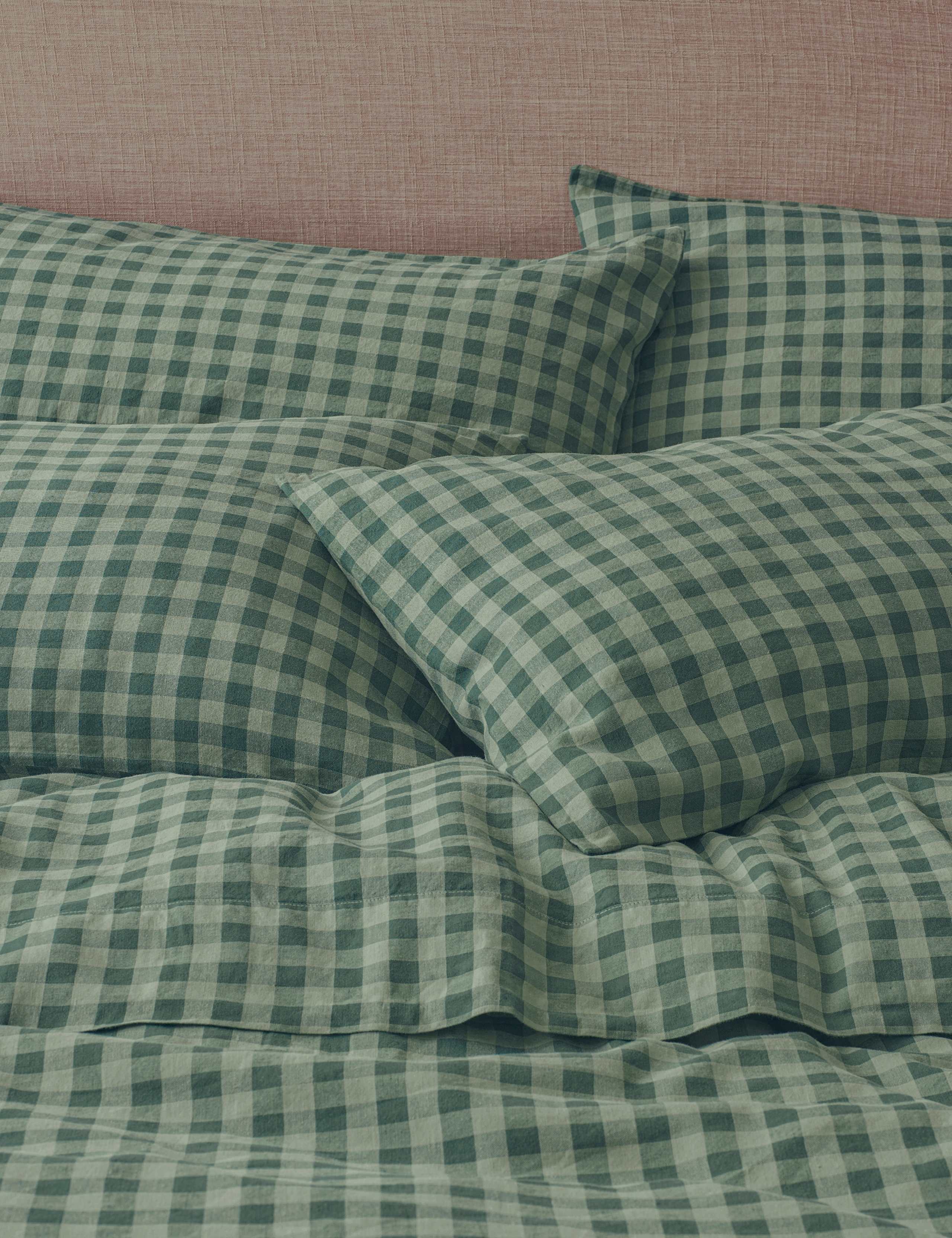 Linen Blend Gingham Pillowcase Pair
