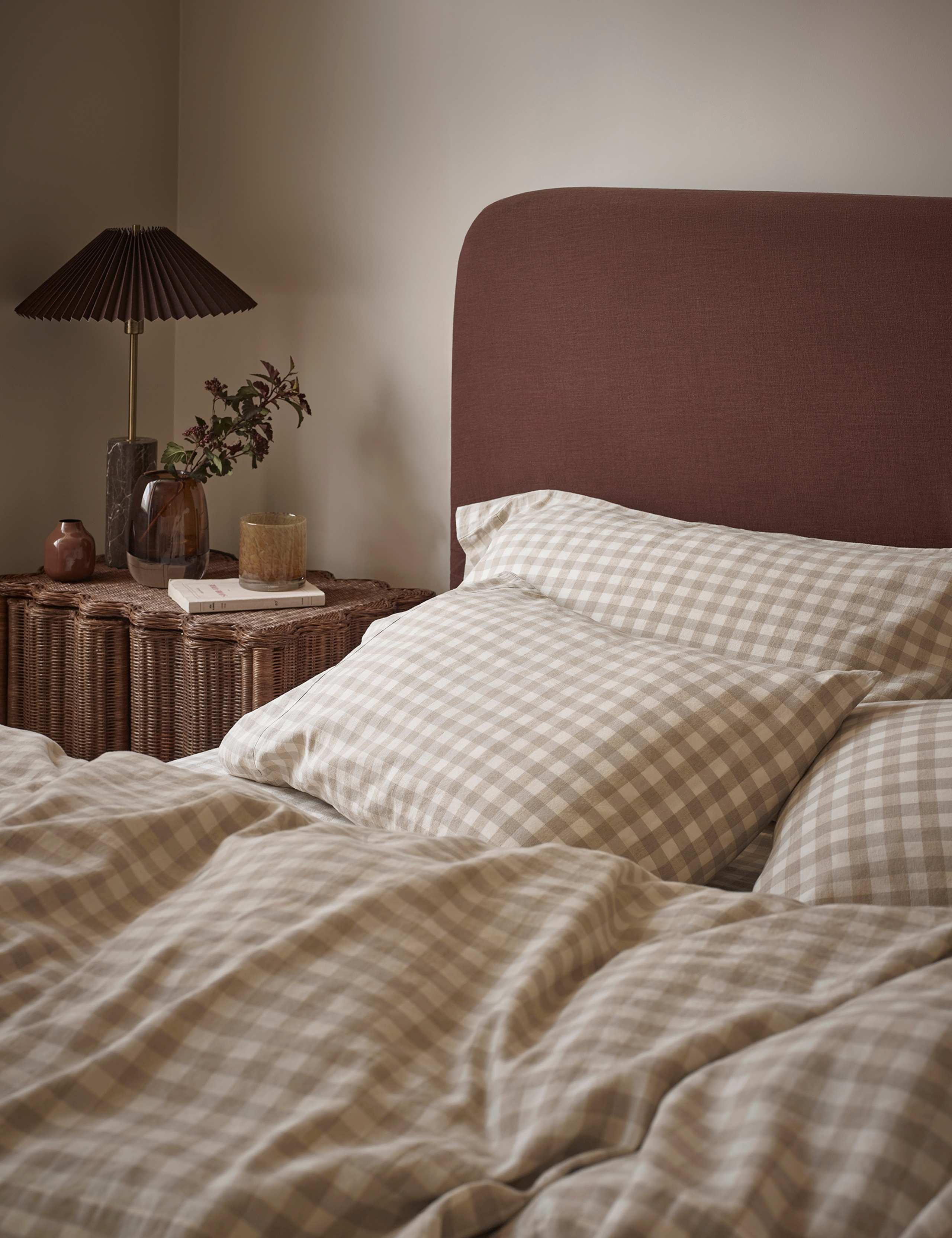 Linen Blend Gingham Pillowcase Pair