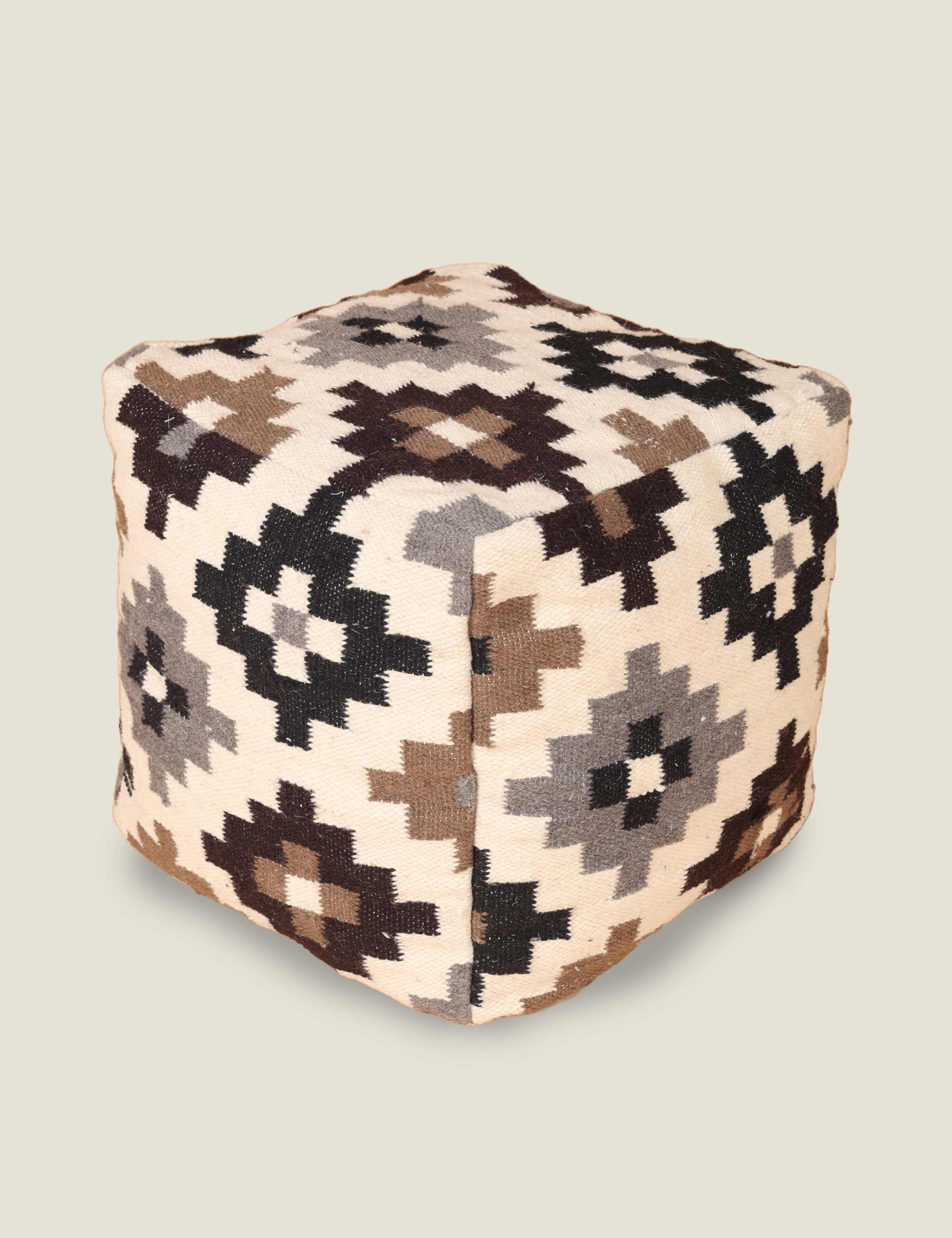 Ikat Woven Square Pouffe