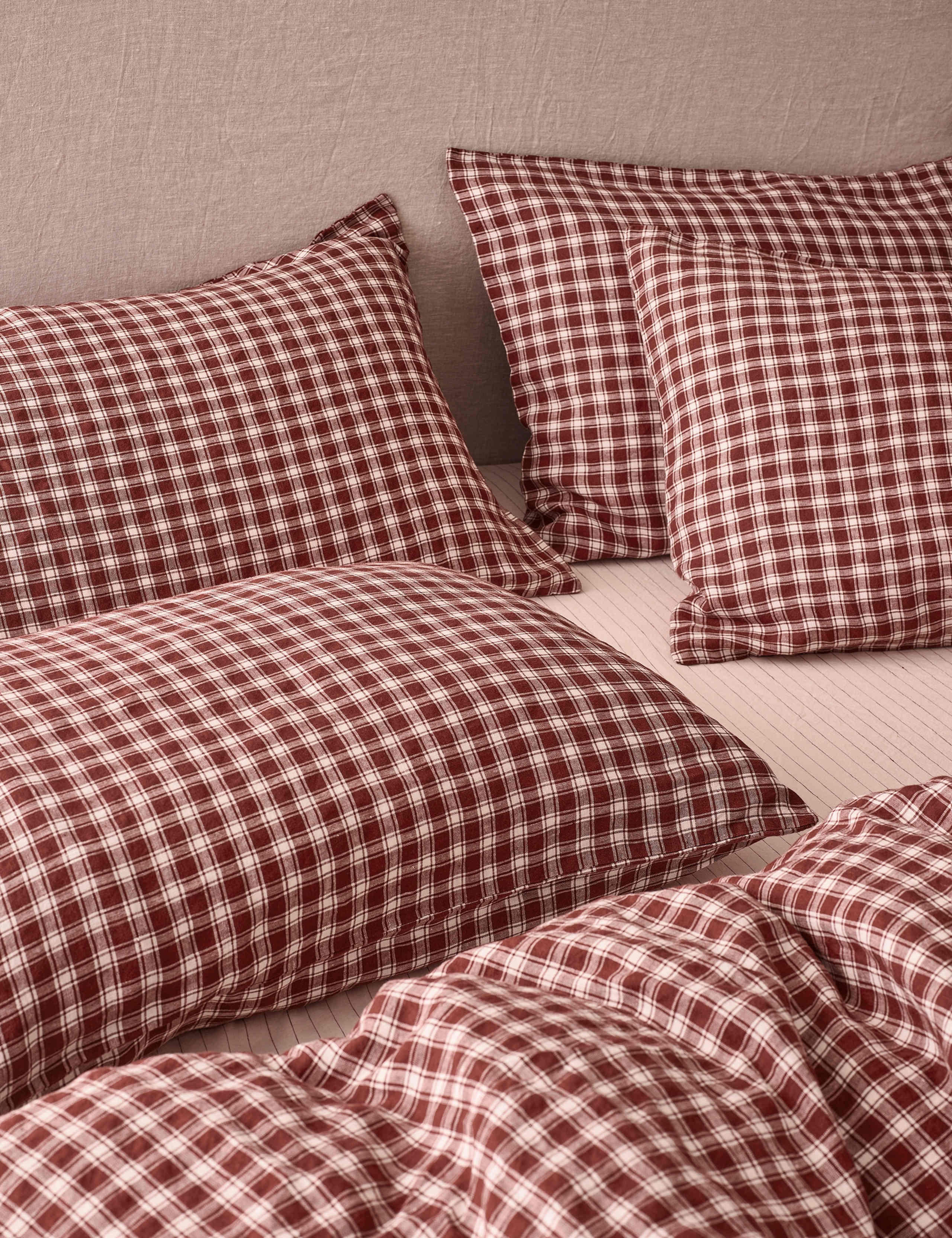 2pk Pure Linen Patterned Pillowcase Set