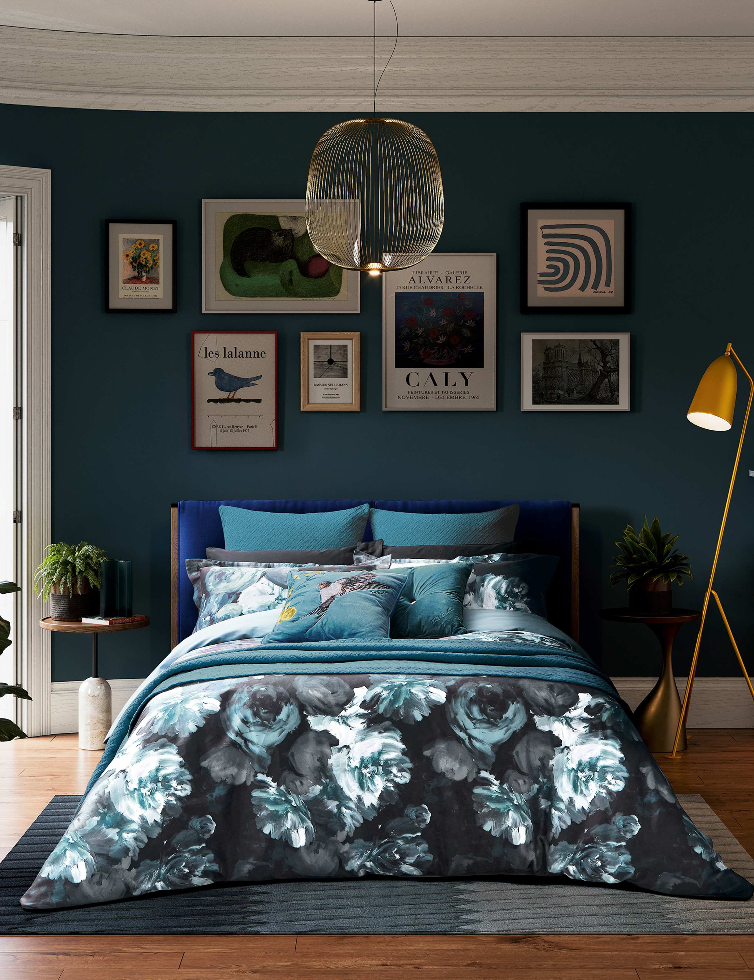 Pure Cotton Sateen Painted Blooms Bedding Set