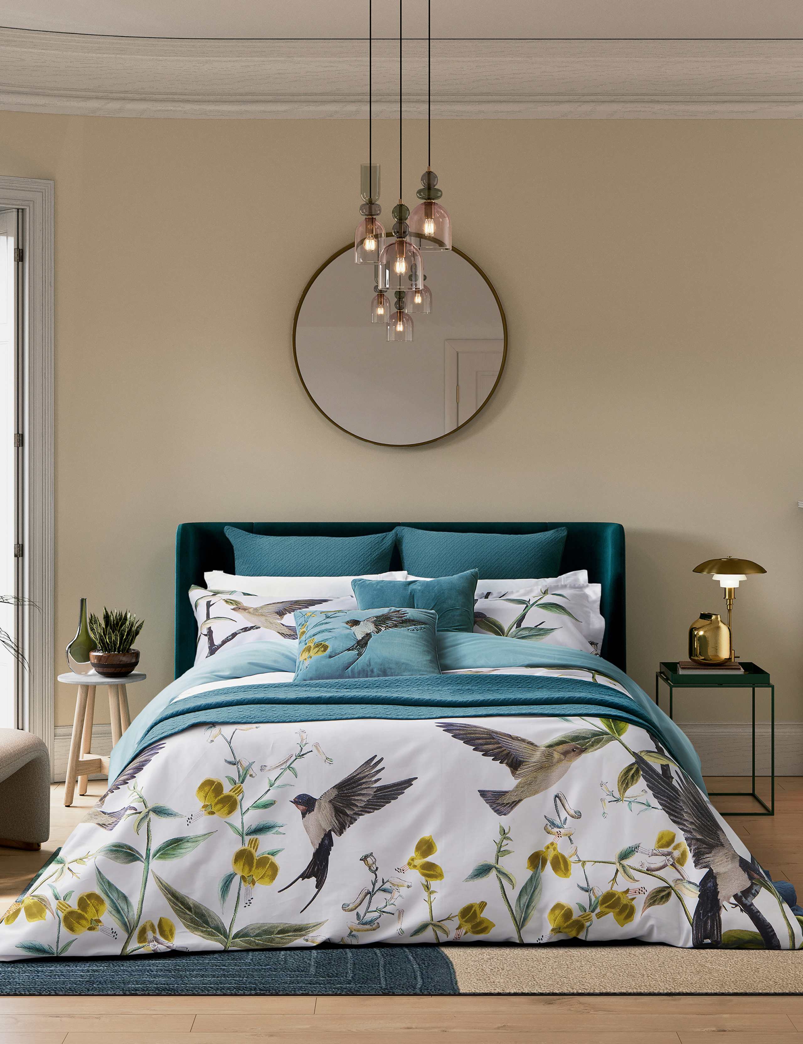 Pure Cotton Botanical Birds Bedding Set