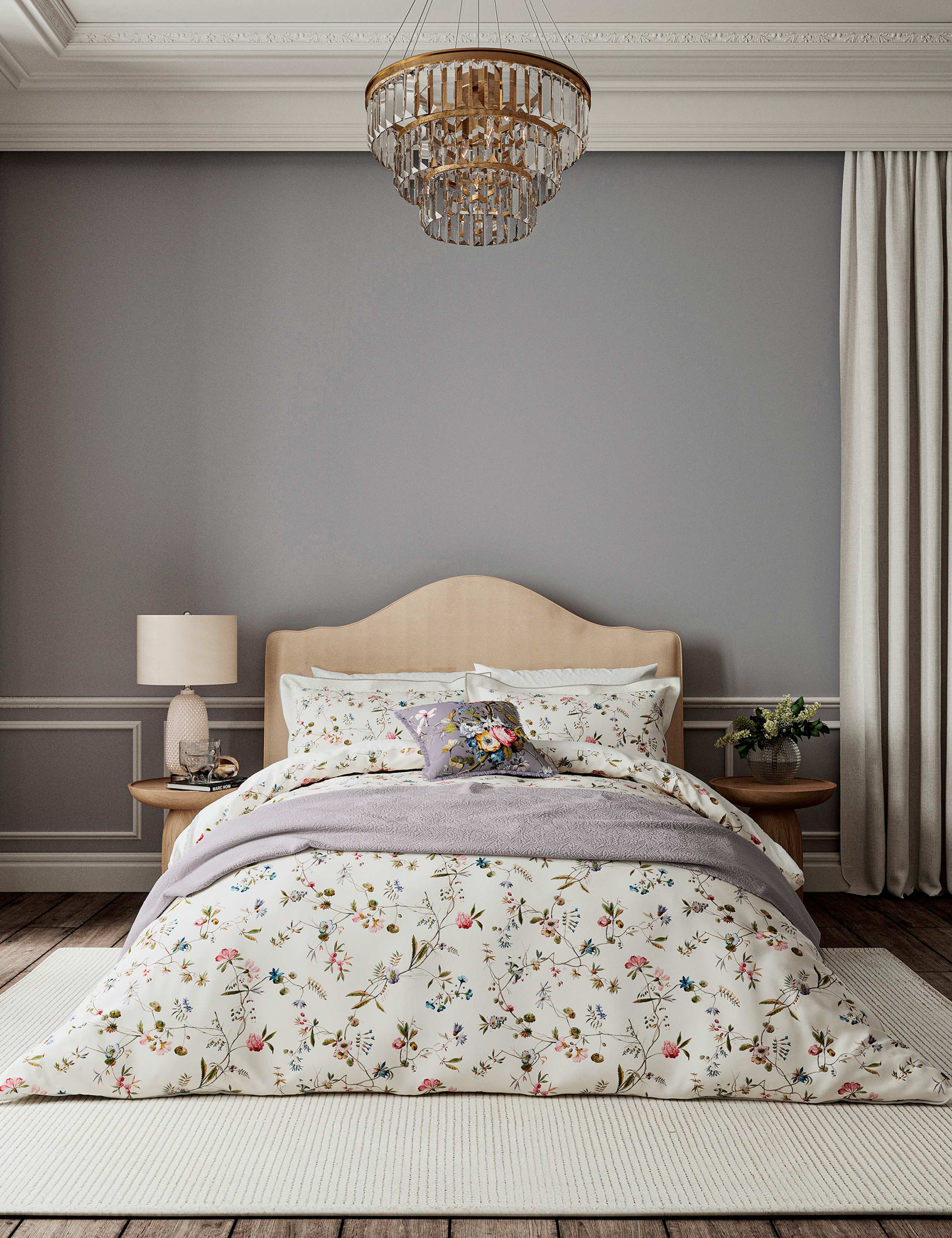 Pure Cotton Sateen Kilburn Floral Bedding Set