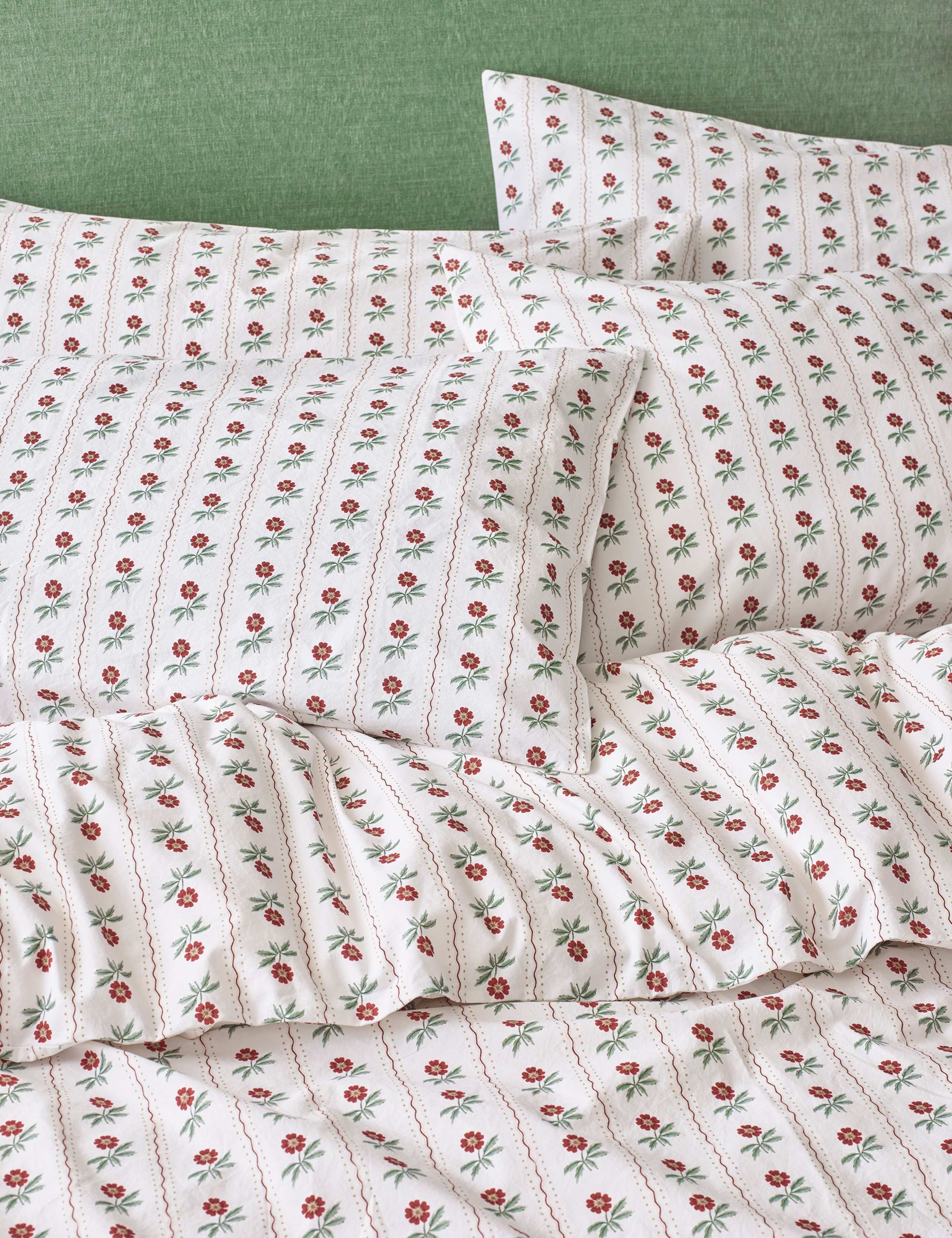 2pk Pure Cotton Woodland Stripe Pillowcases