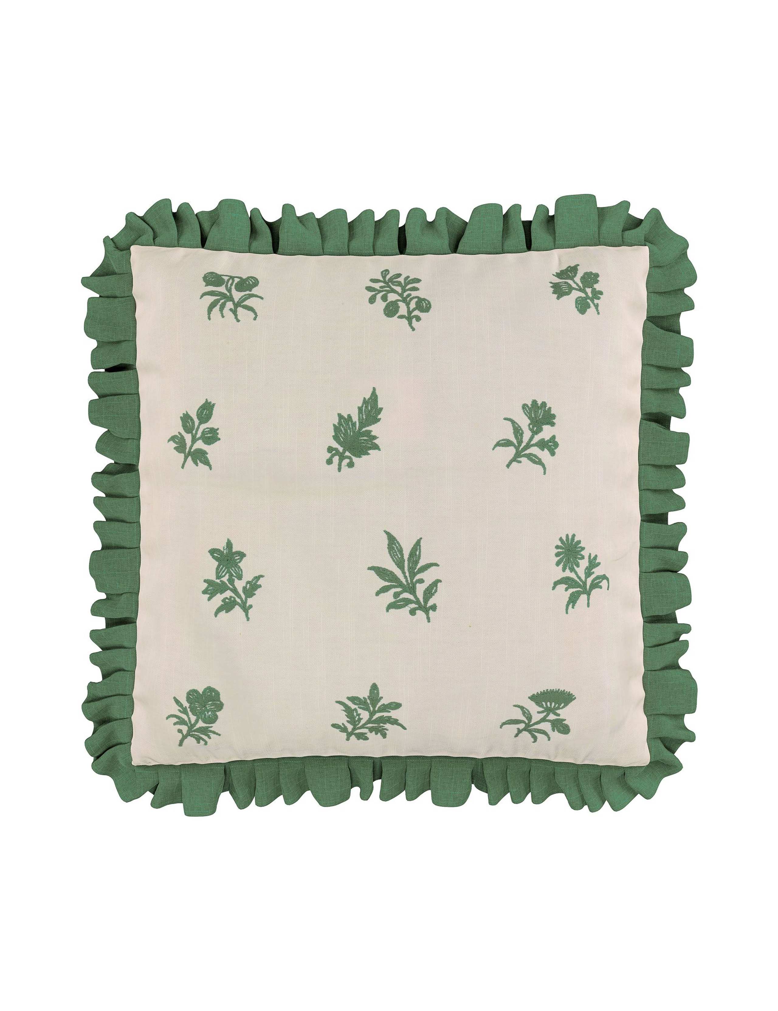Verdant Bouquet Frill Square Cushion