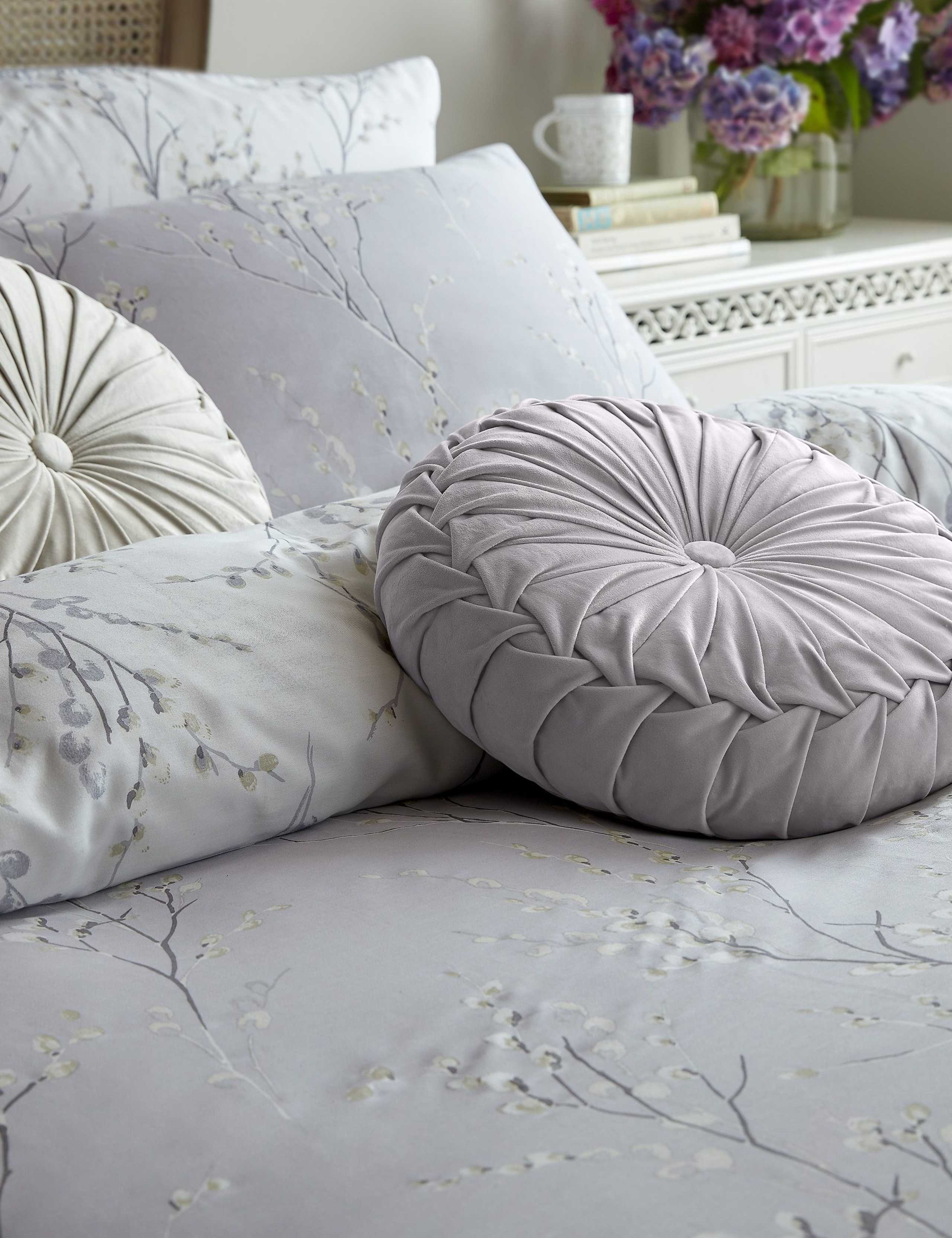 2pk Pure Cotton Sateen Pussy Willow Pillowcases