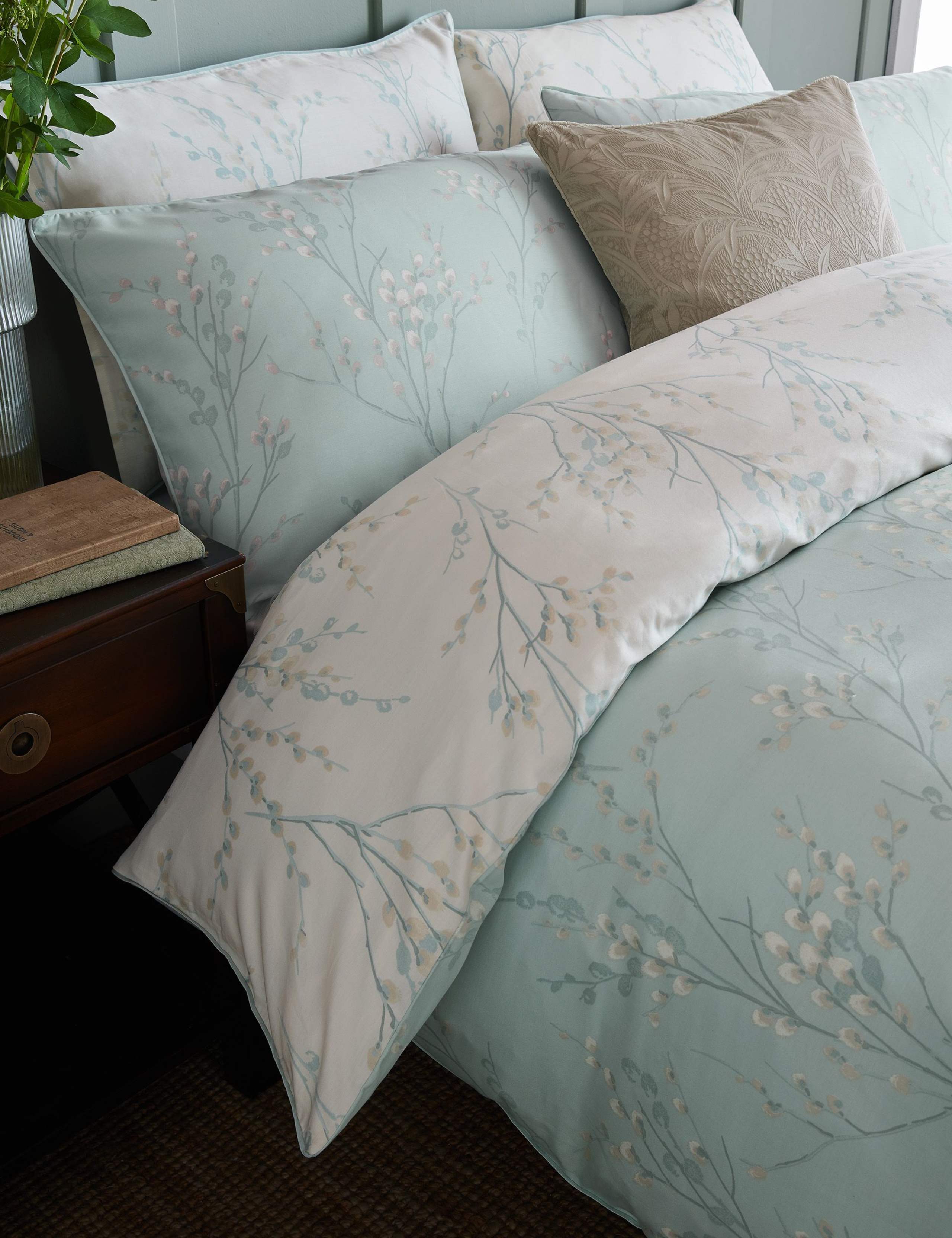 2pk Pure Cotton Sateen Pussy Willow Pillowcases