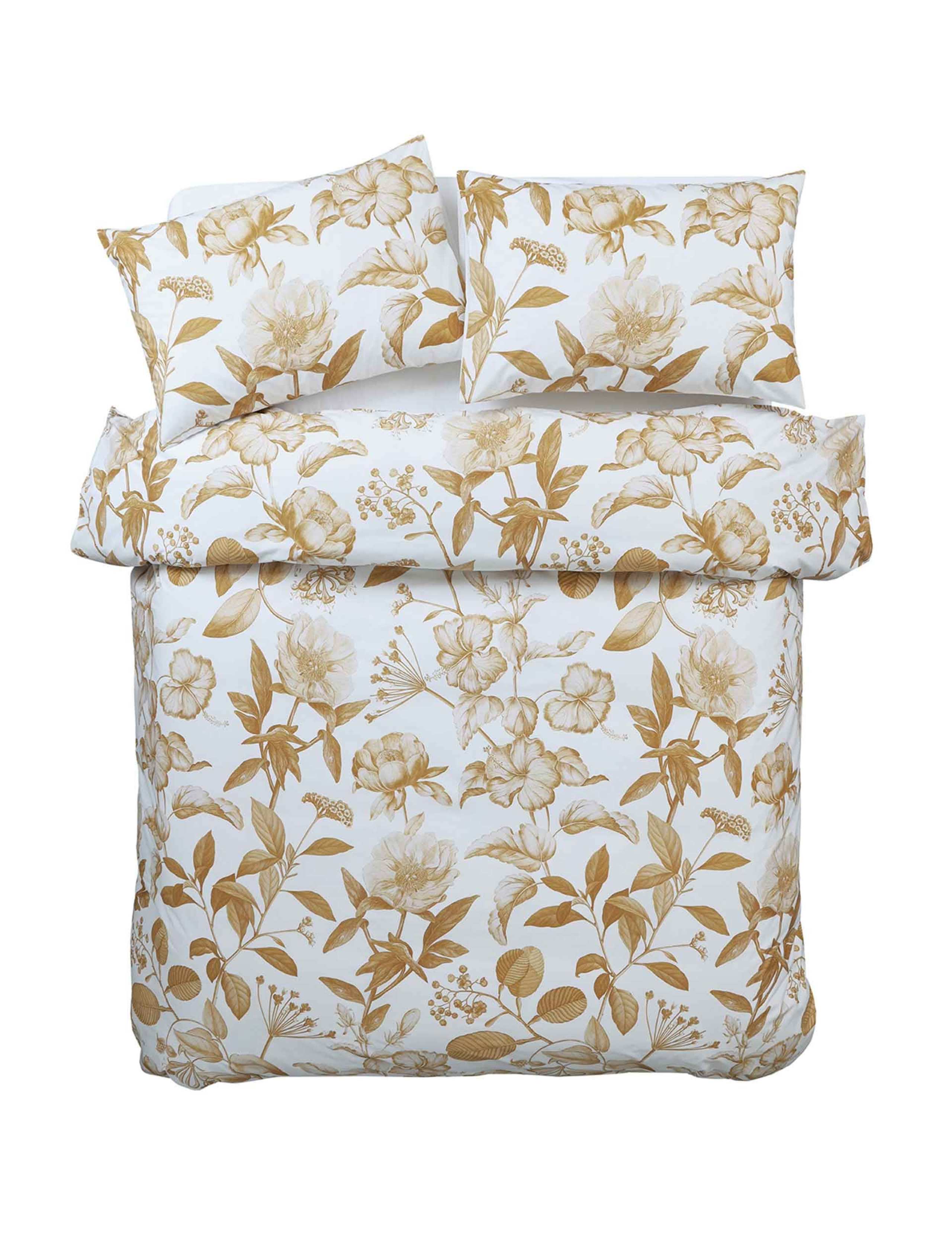 Pure Cotton Botanical Ochre Bedding Set