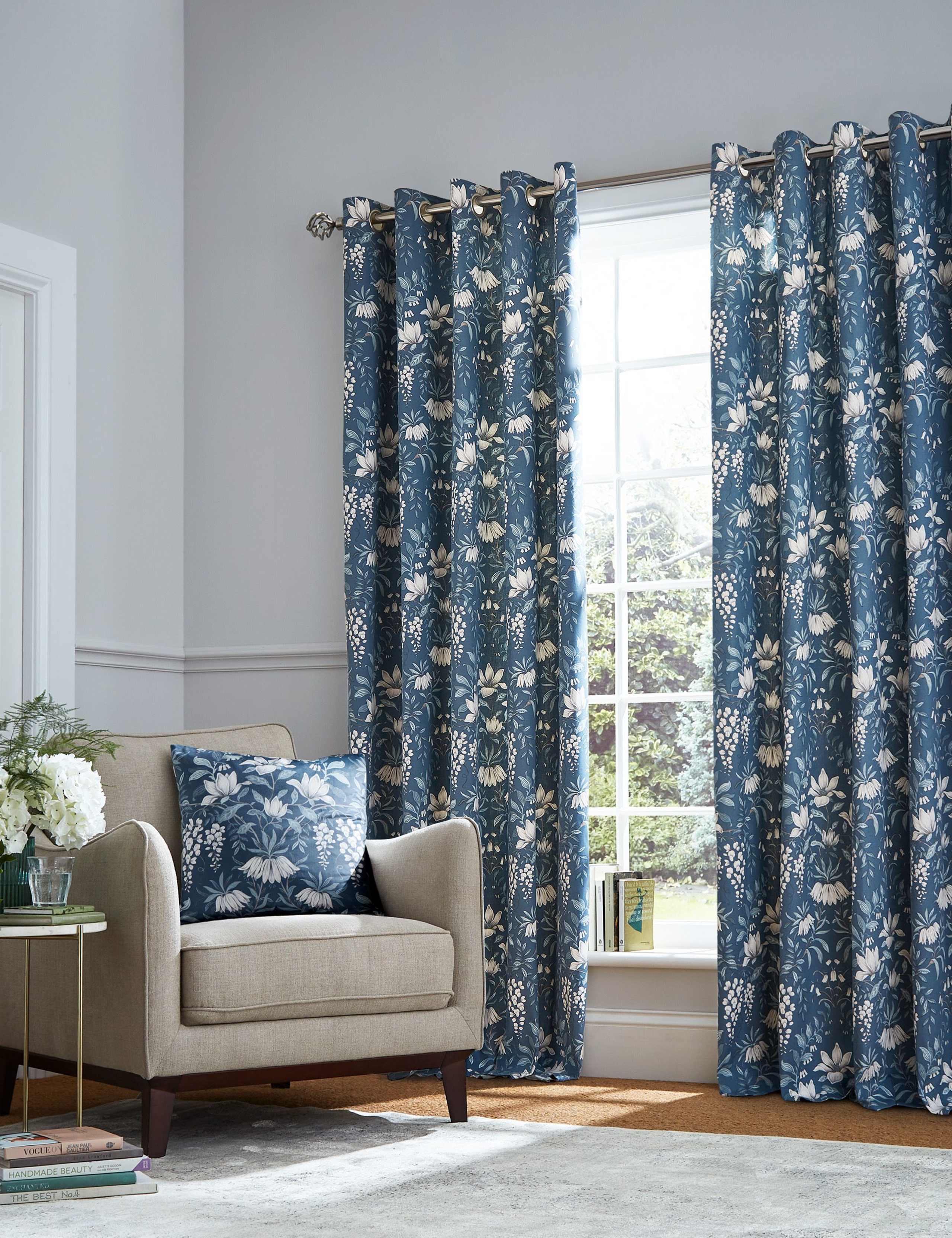 Parterre Pure Cotton Floral Eyelet Curtains
