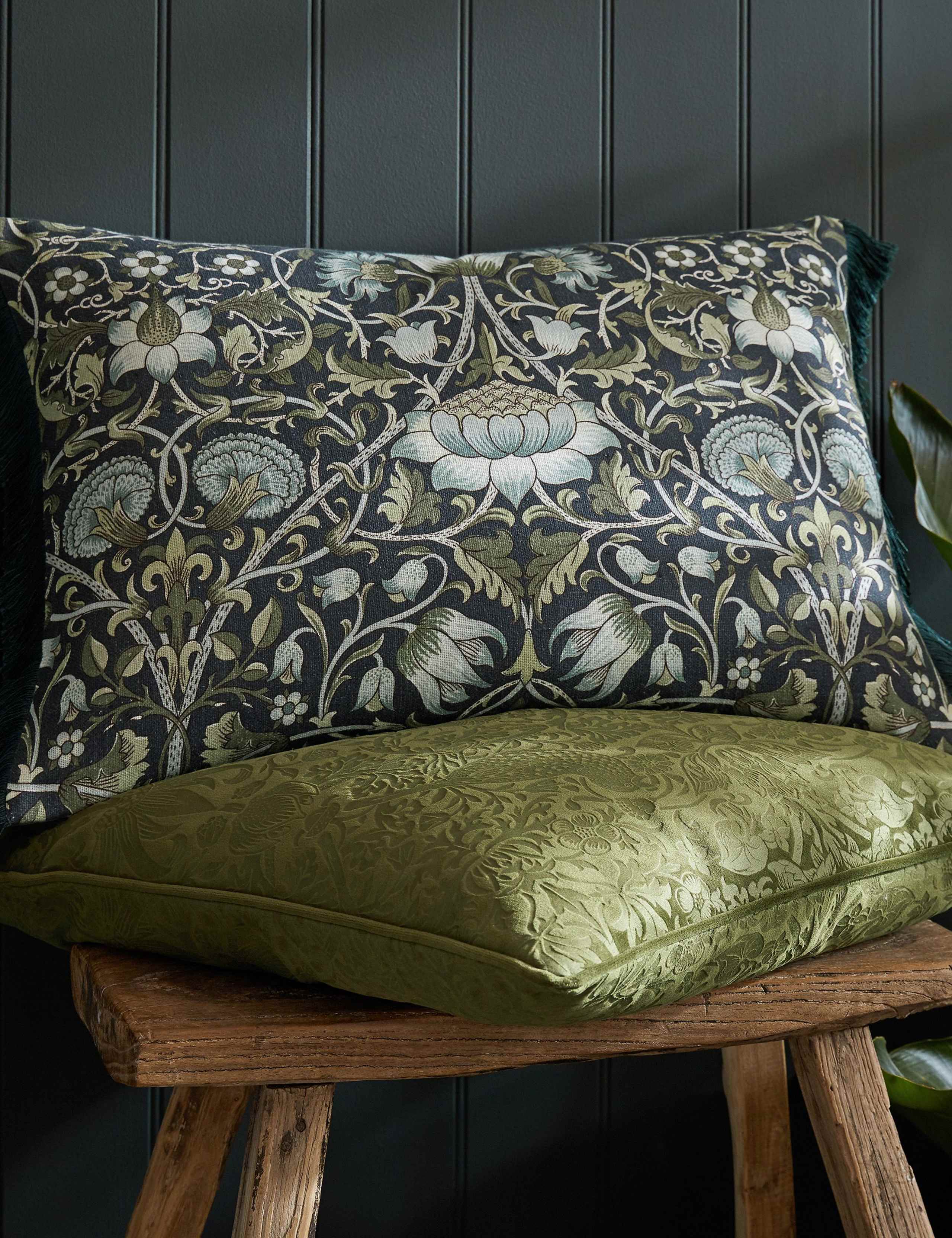 Velvet Strawberry Thief Cushion