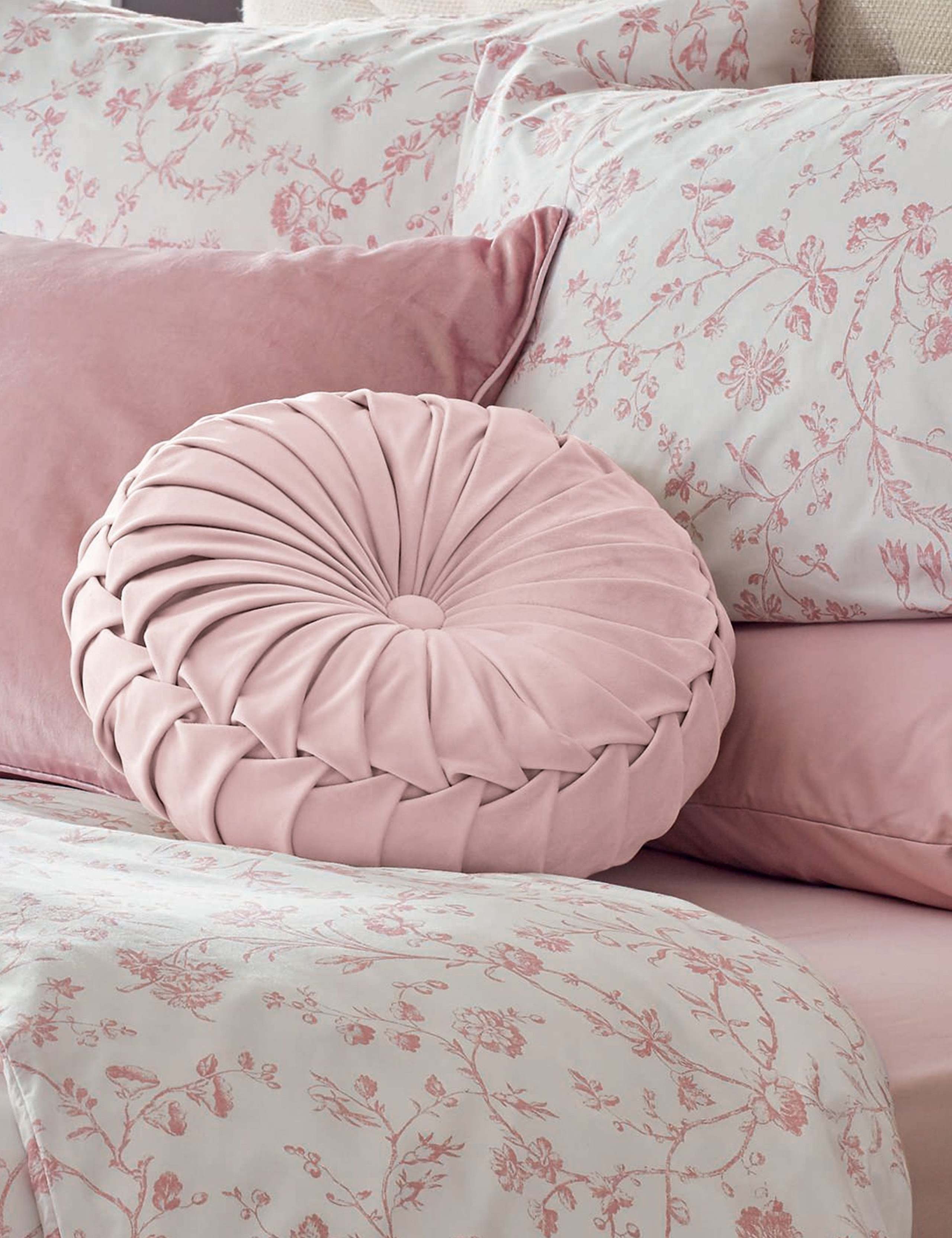 Rosanna Velvet Round Pleated Cushion