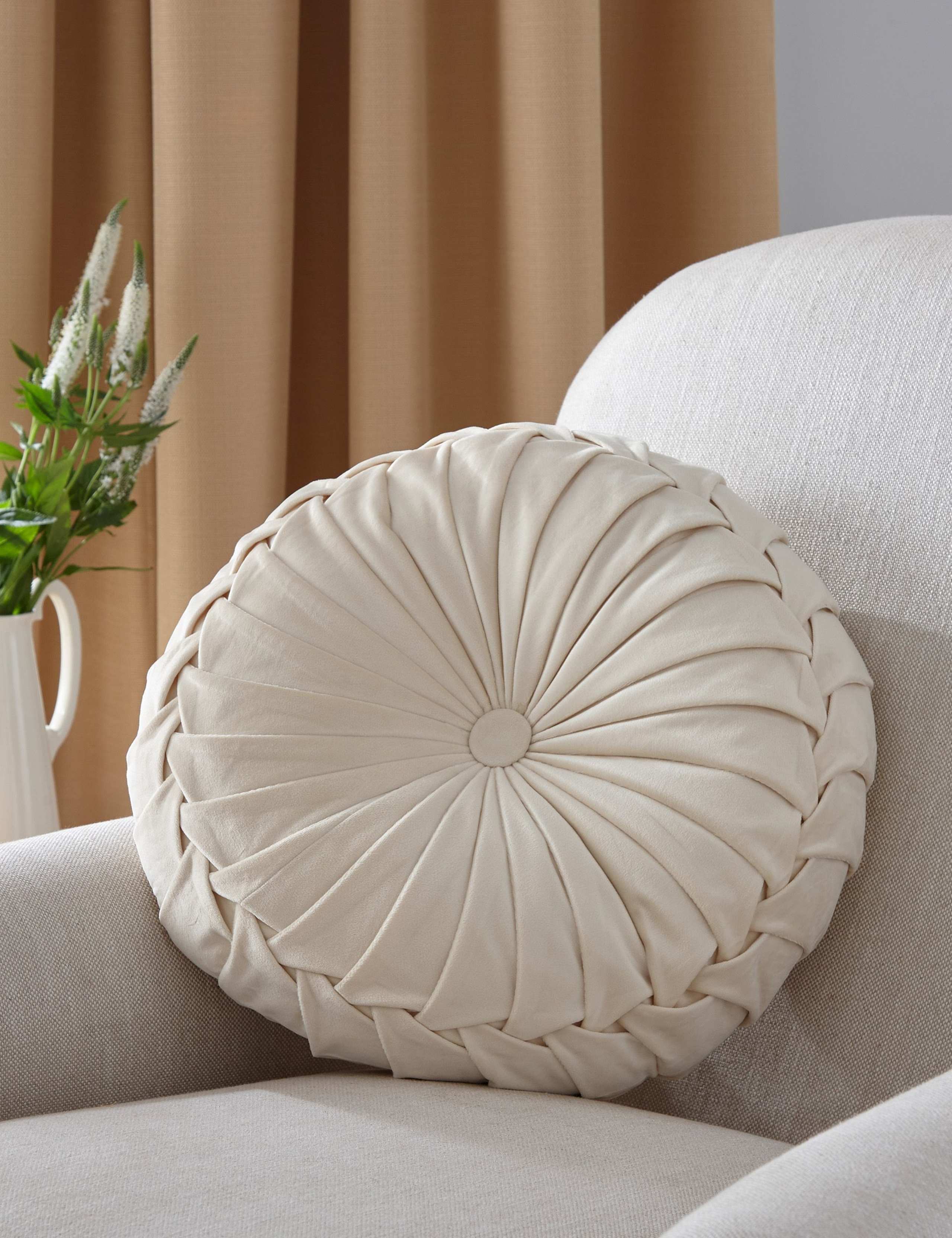 Rosanna Velvet Round Pleated Cushion