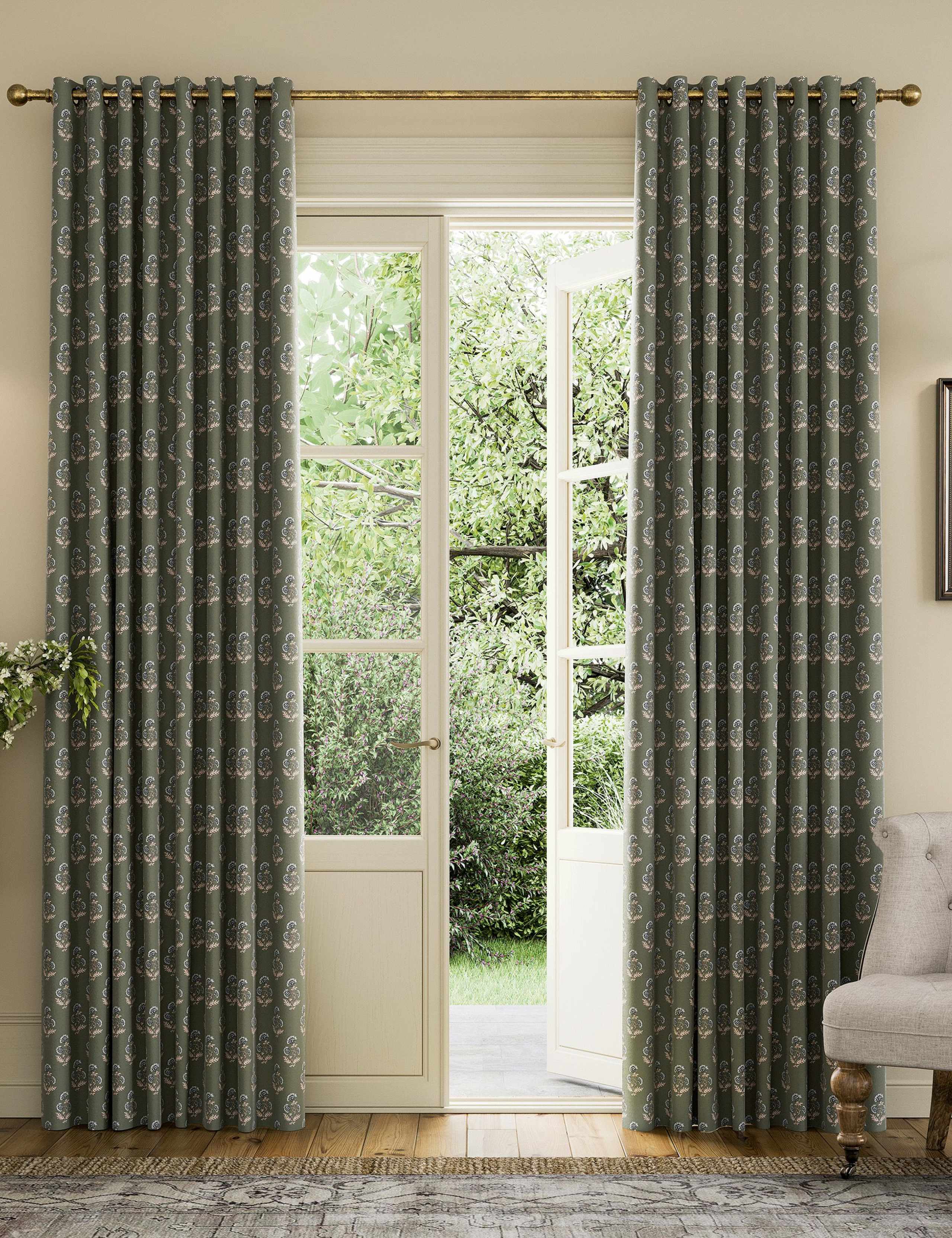 Chamomile Pure Cotton Eyelet Blackout Curtains