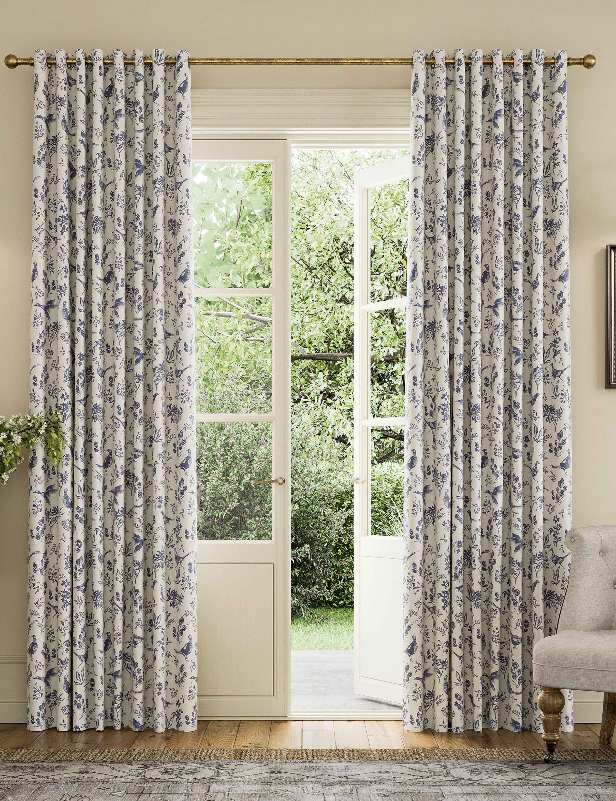 Festival Pheasants Pure Cotton Eyelet Blackout Curtains