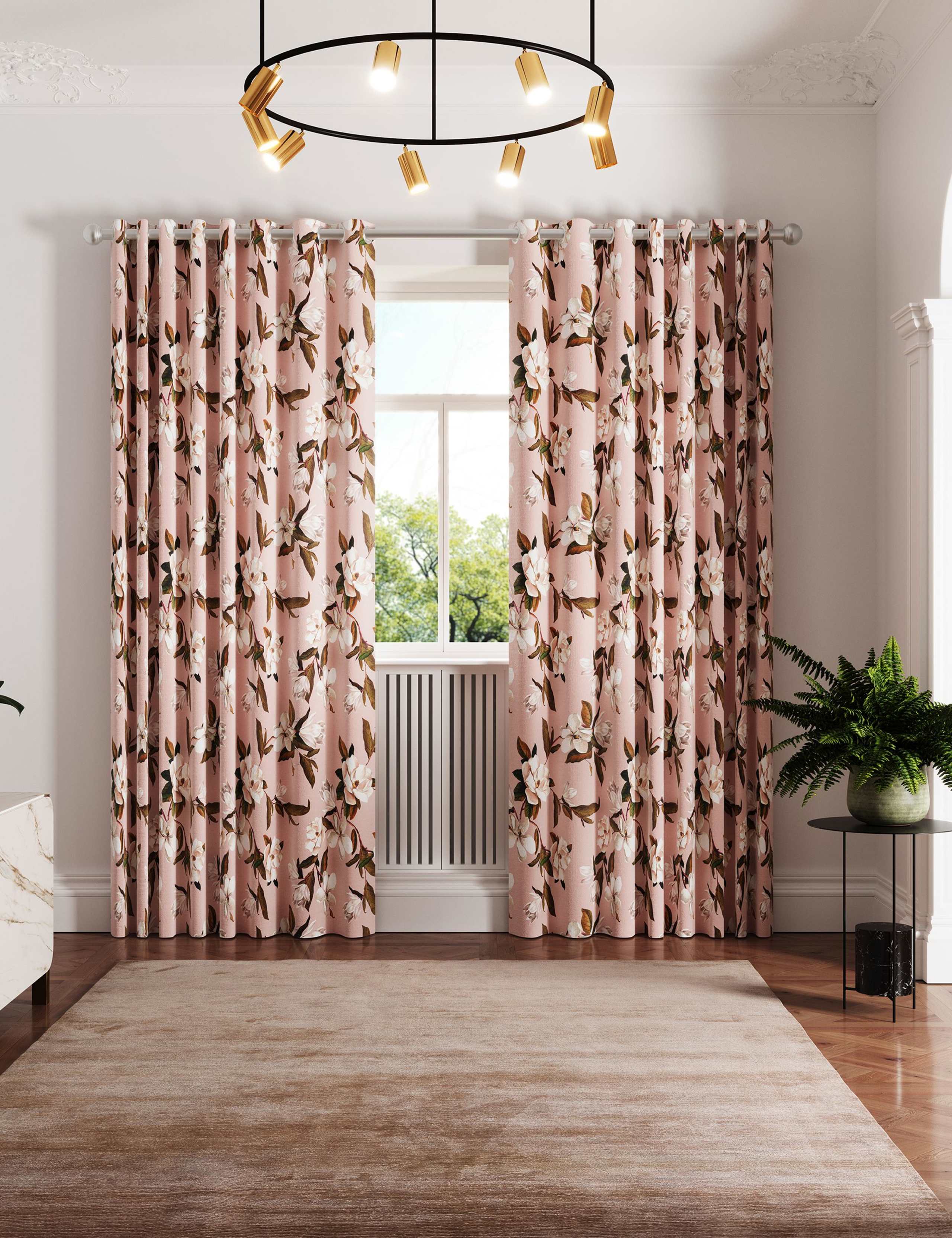 Opal Floral Lined Curtains