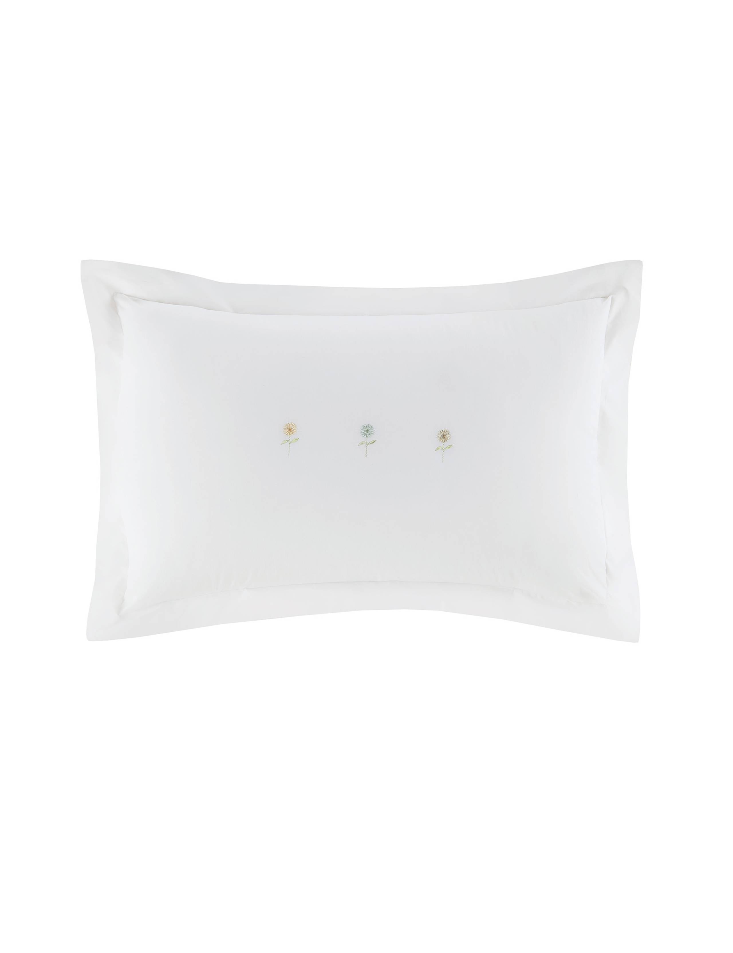 2 Pack Pure Cotton Embroidered Sunflowers Oxford Pillowcases