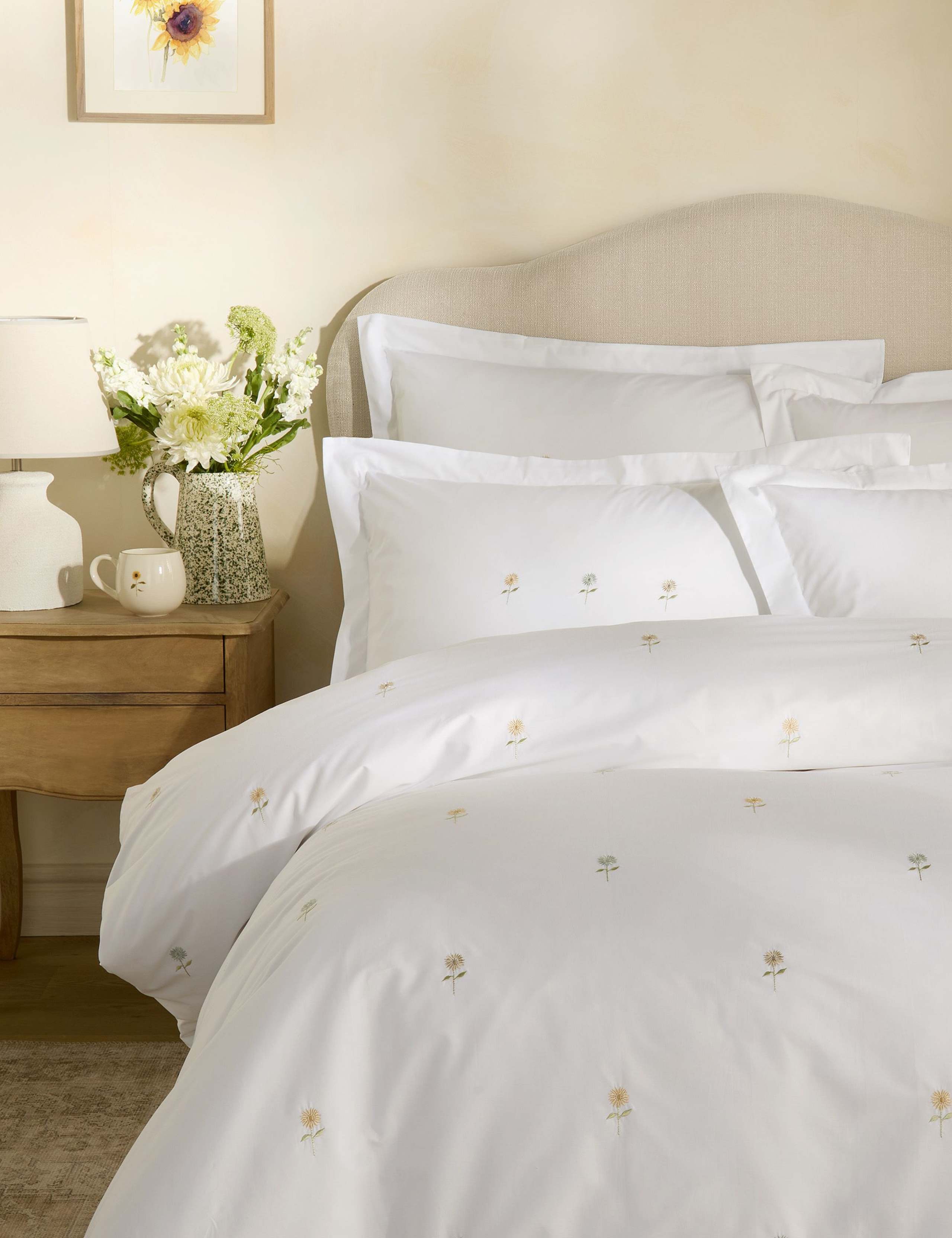 Pure Cotton Embroidered Sunflower Bedding Set