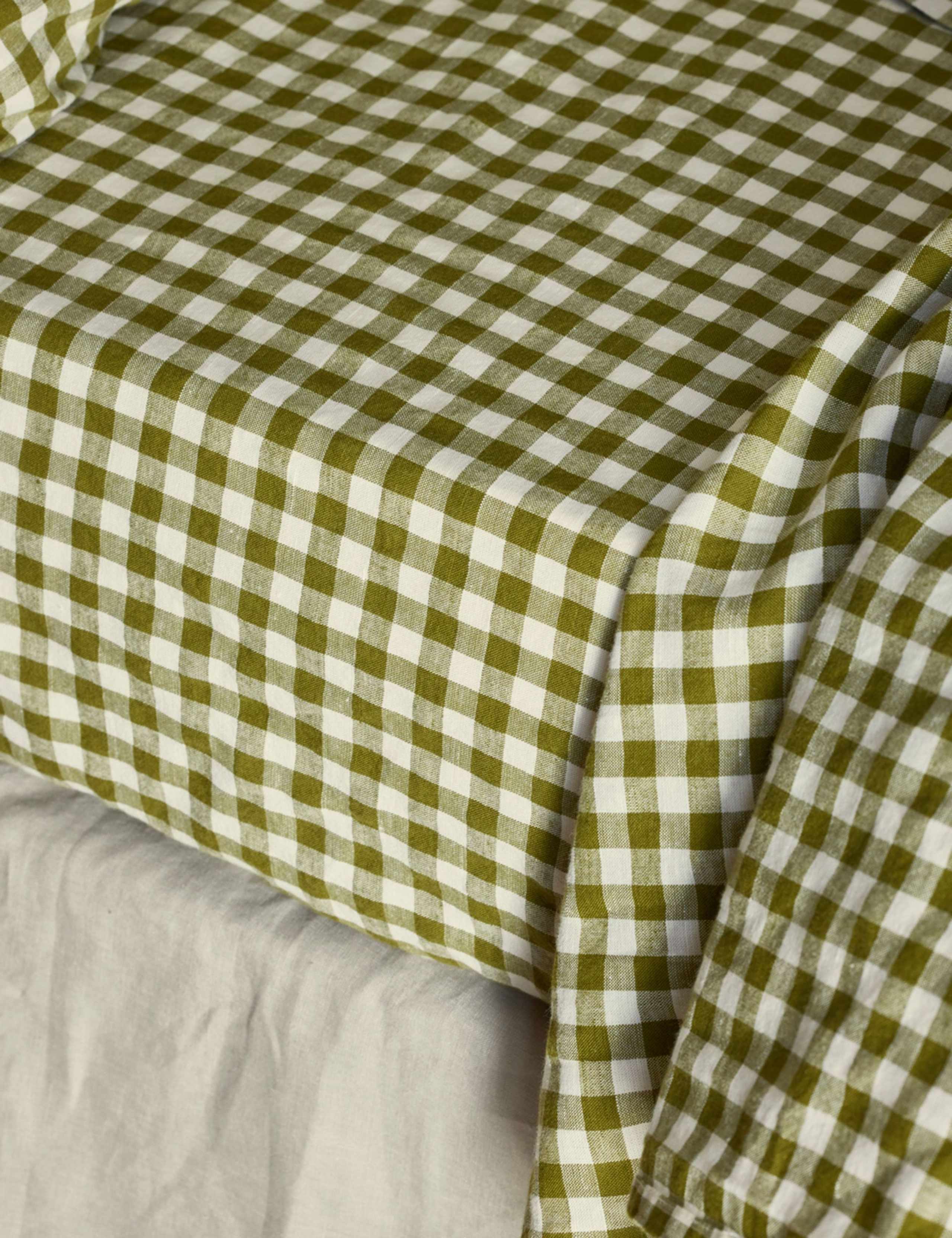 Linen Rich Gingham Fitted Sheet