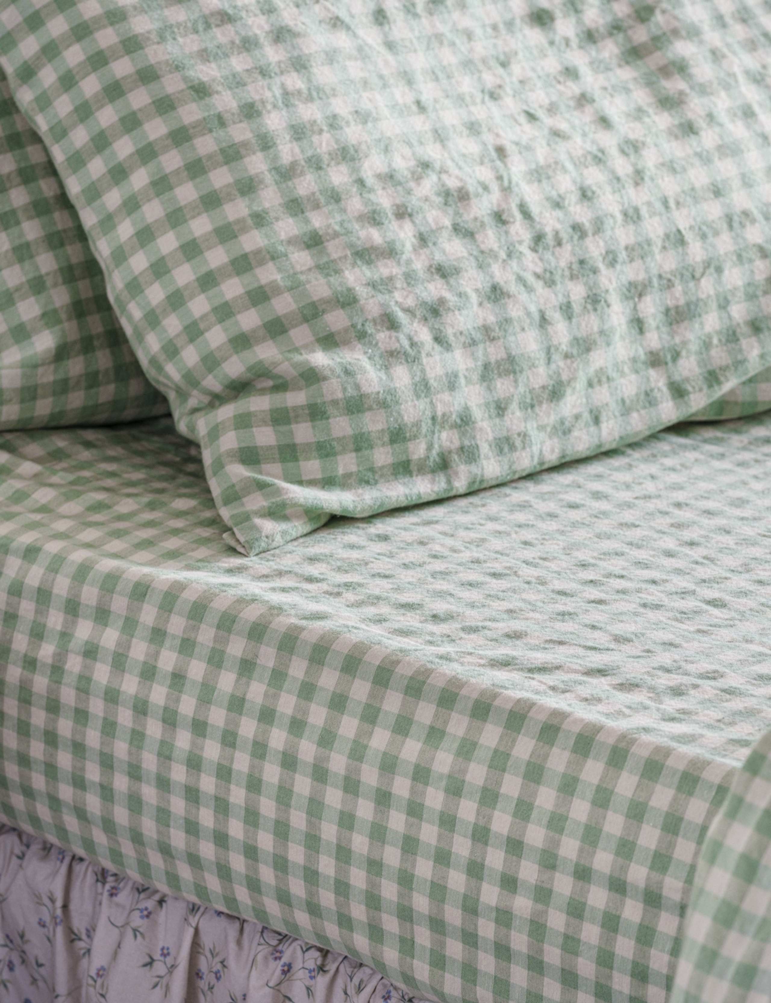 Linen Rich Gingham Fitted Sheet