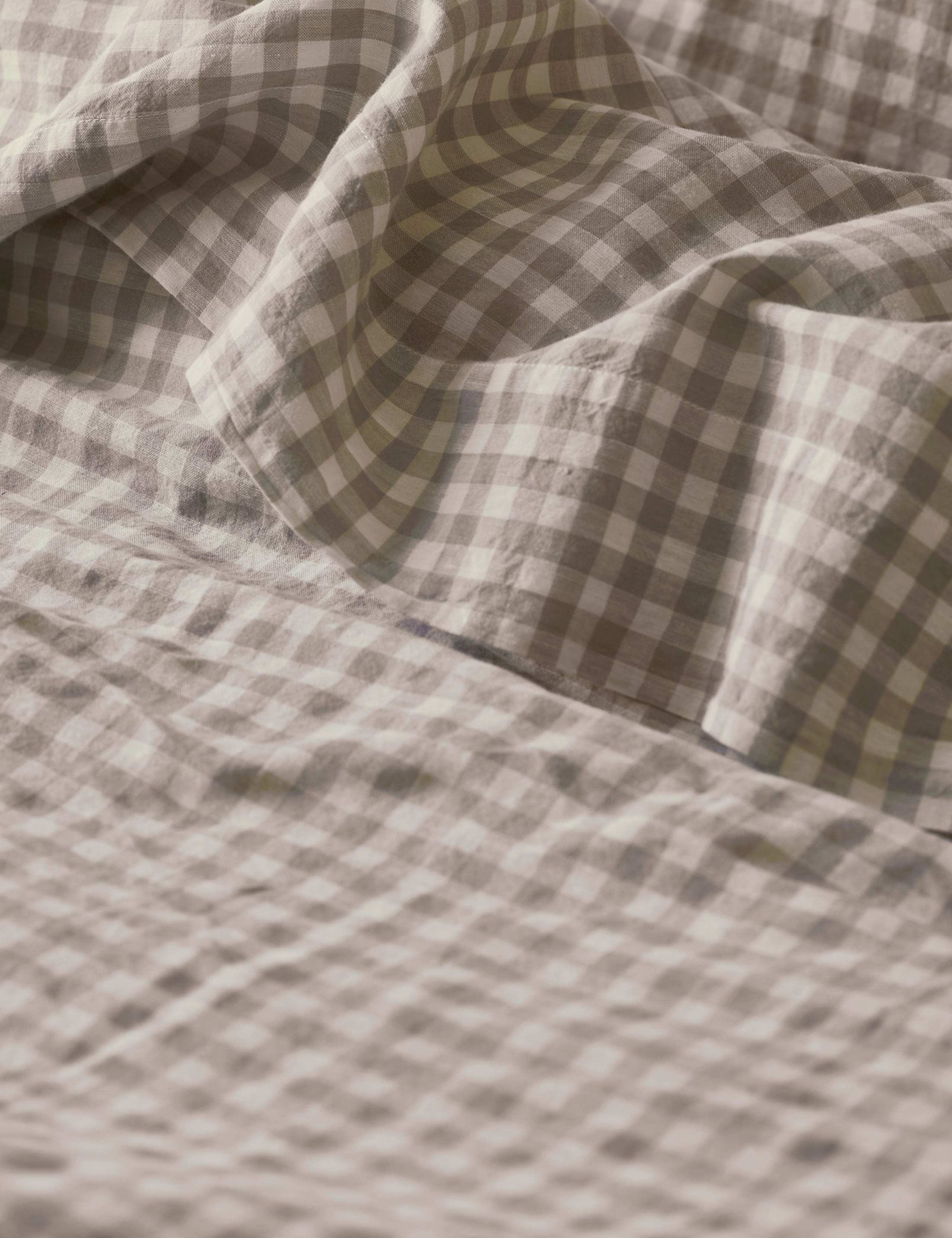 Pure Linen Gingham Flat Sheet