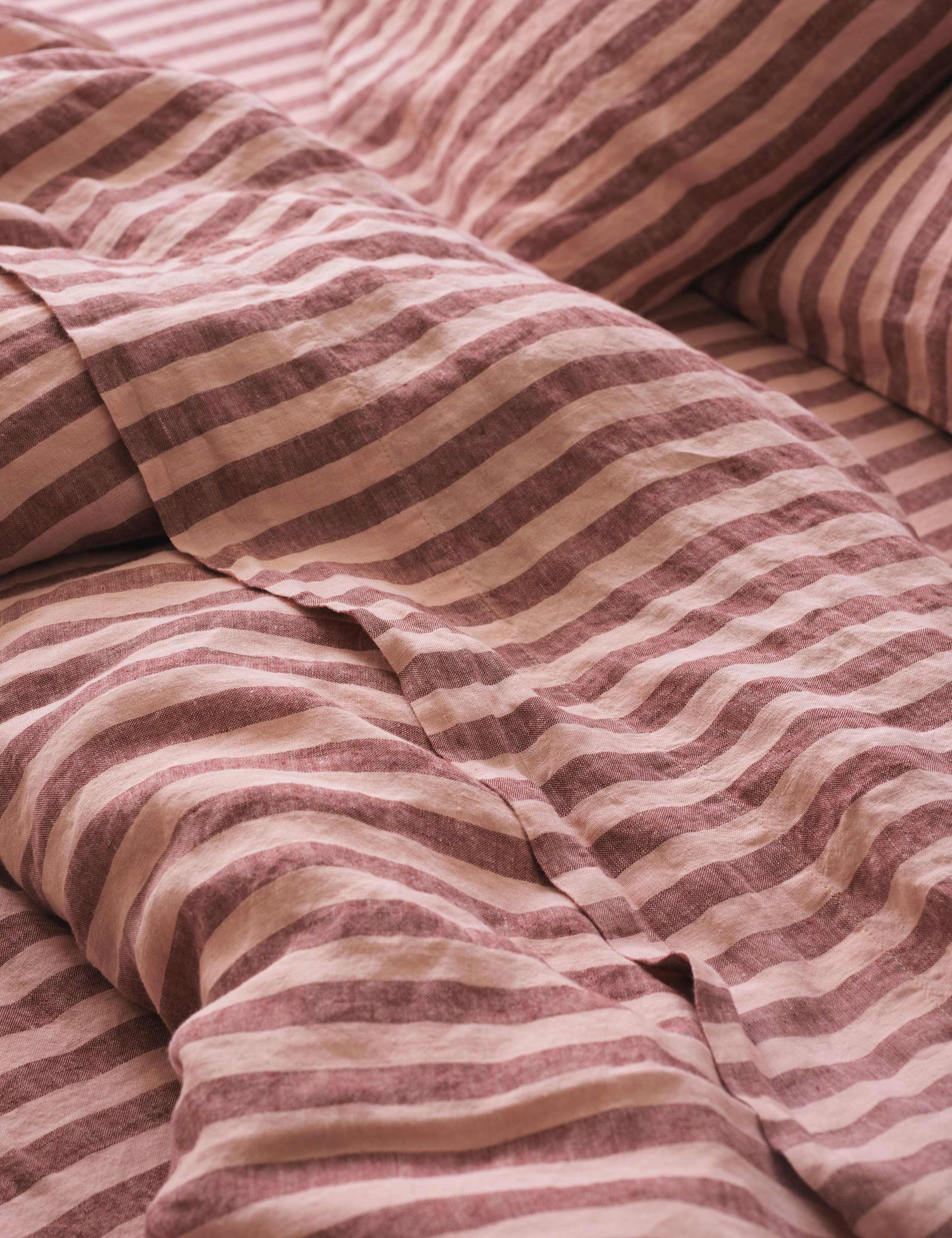 Pure Linen Striped Flat Sheet