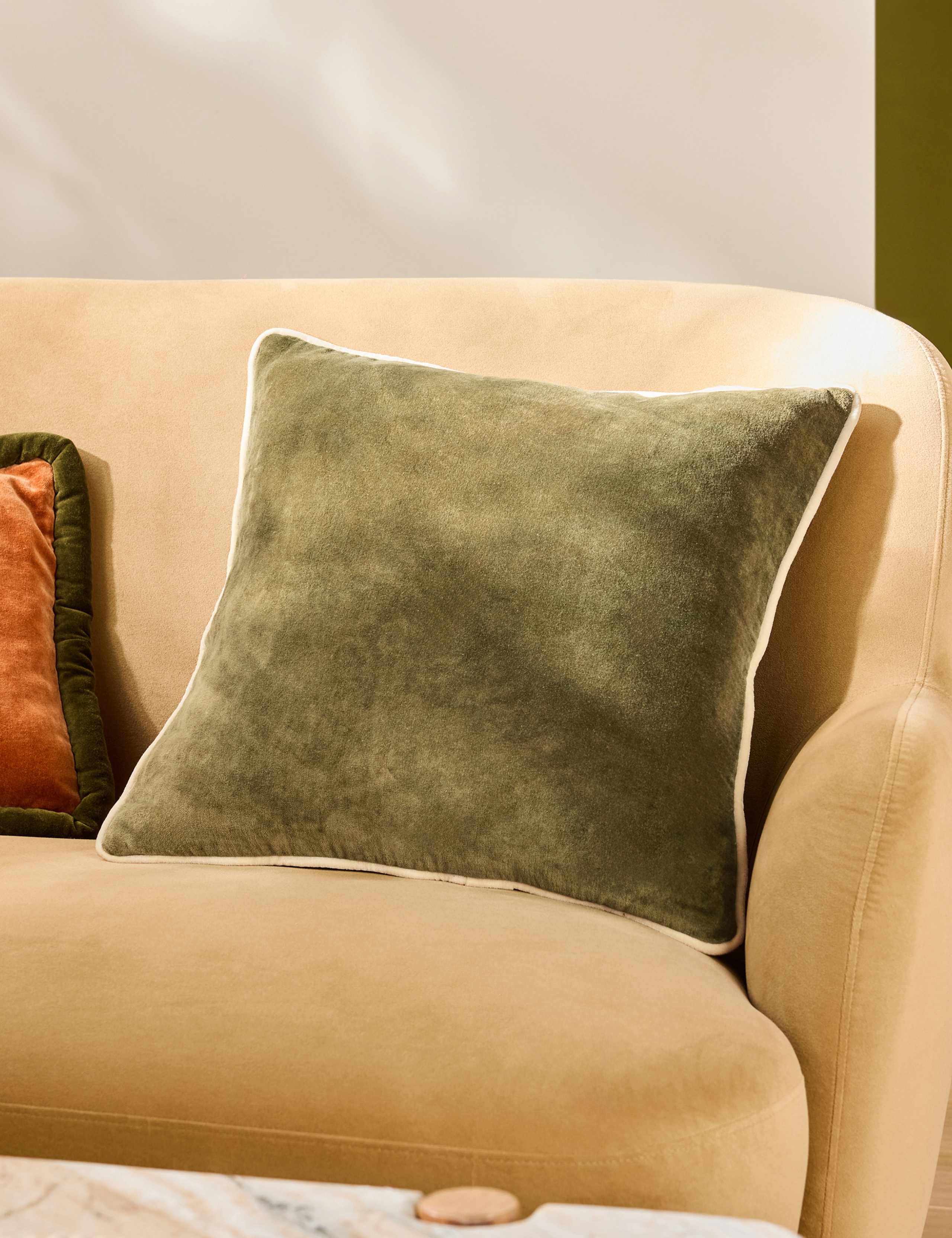 Bailey Brushed Cotton Velvet Piped Cushion