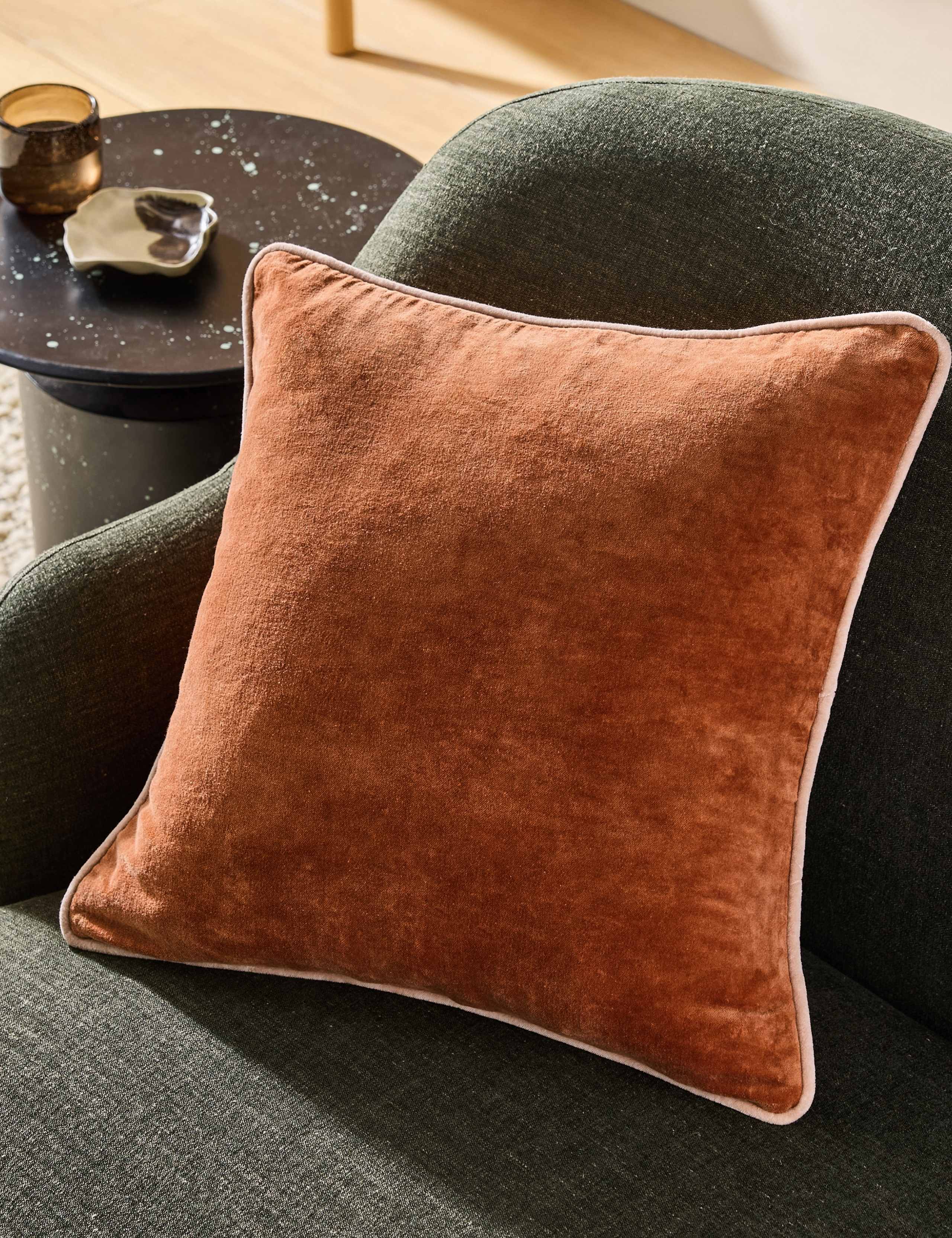 Bailey Brushed Cotton Velvet Piped Cushion