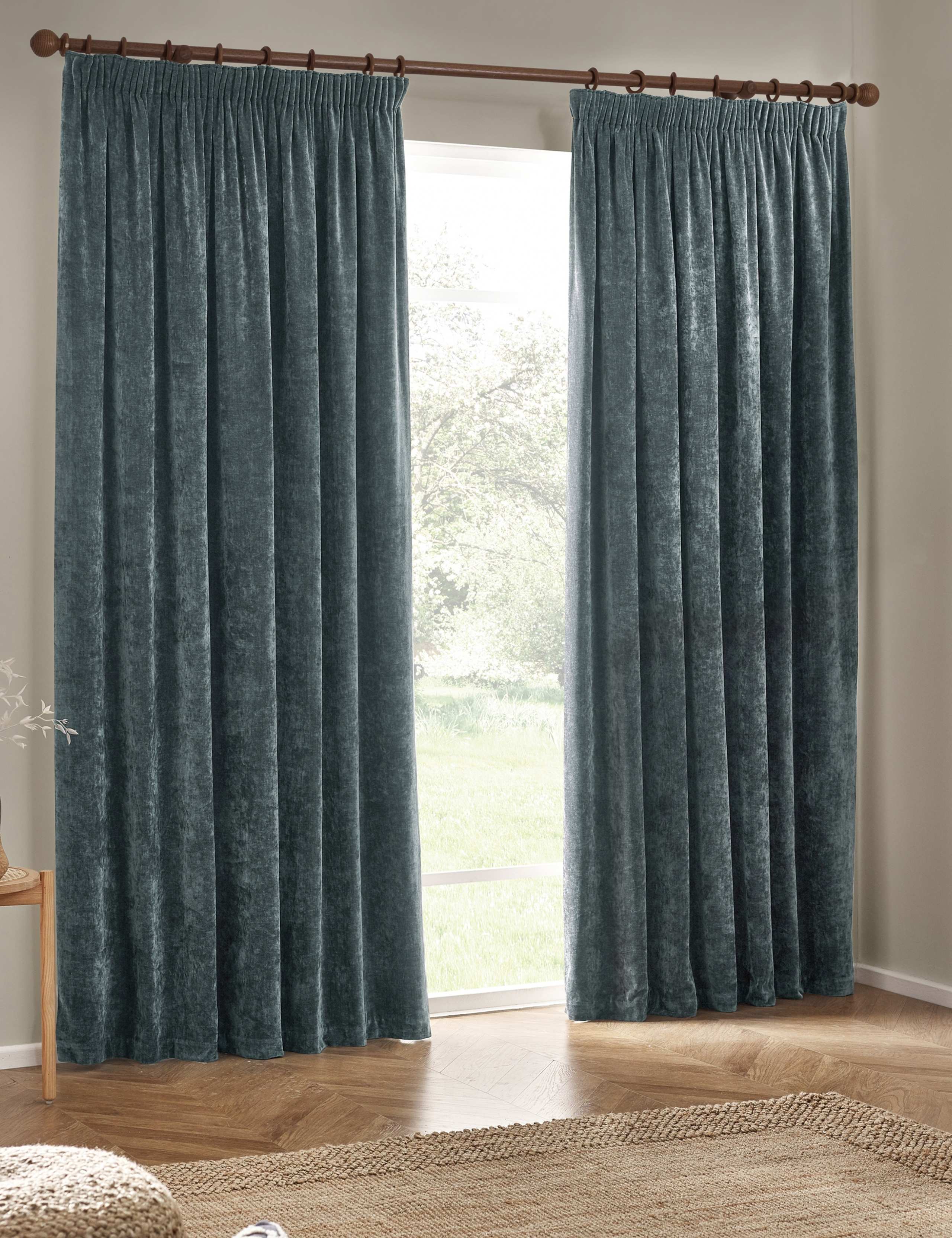 Chenille Velvet Pencil Pleat Curtains