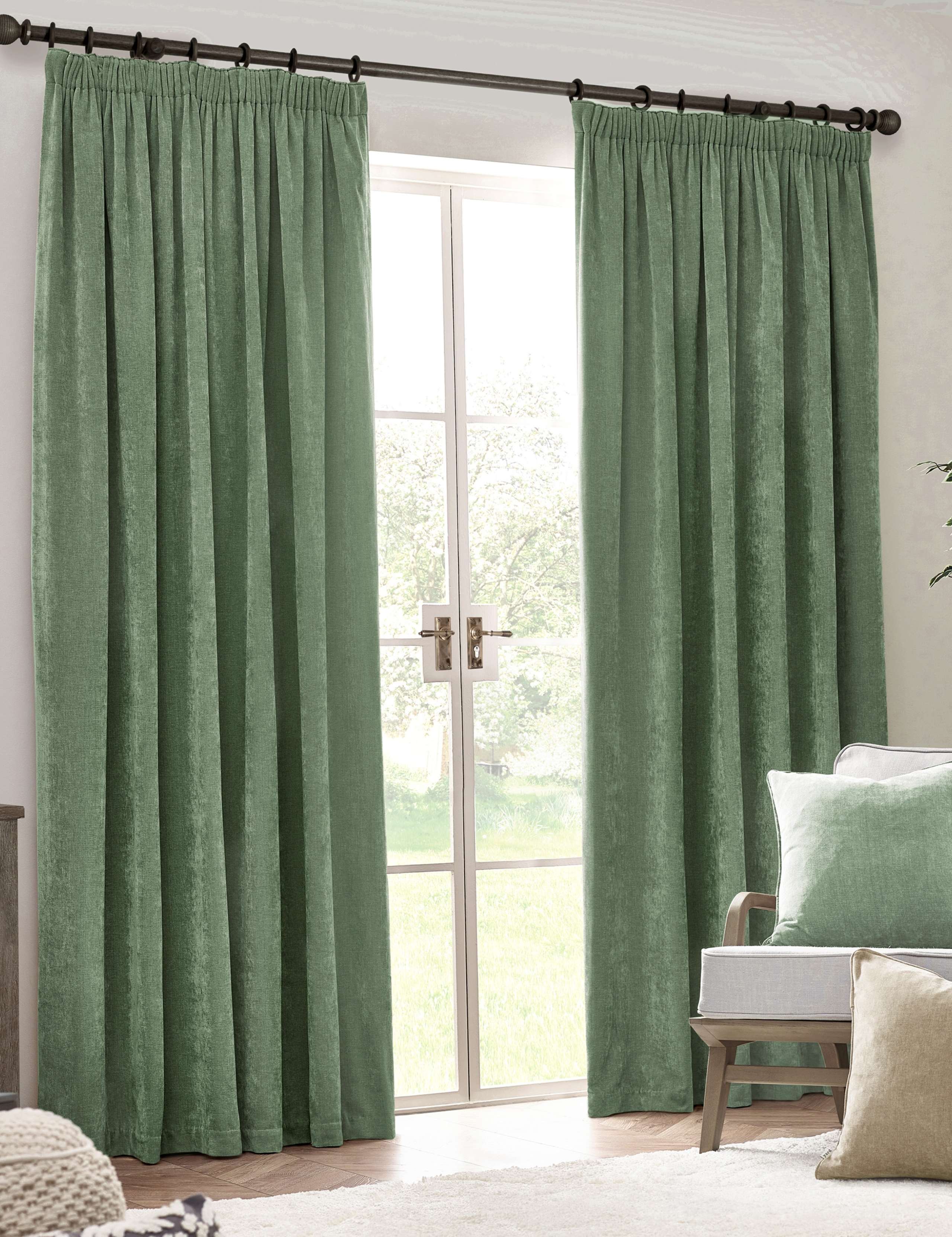 Chenille Velvet Pencil Pleat Curtains