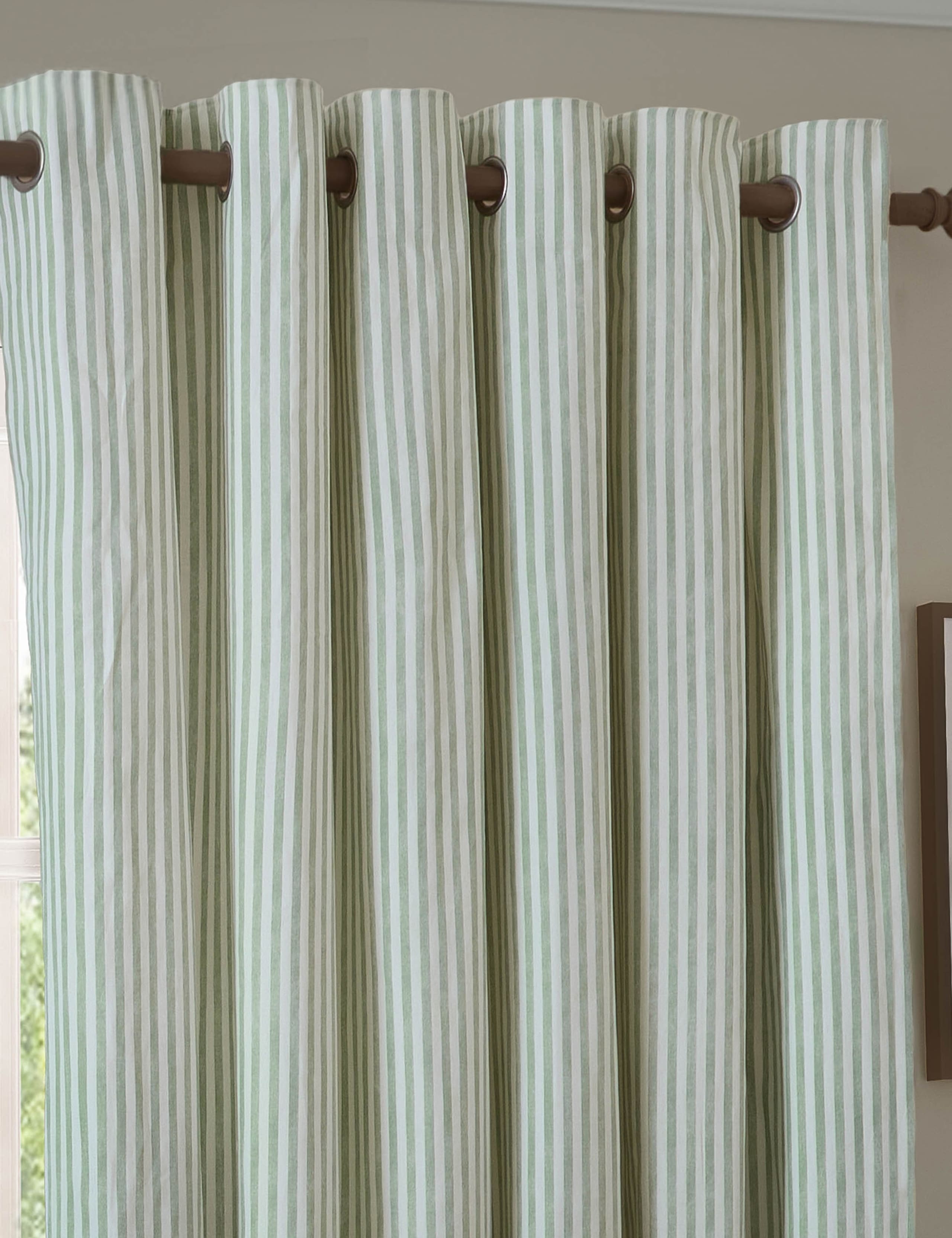 Hebden Pure Cotton Striped Eyelet Curtains