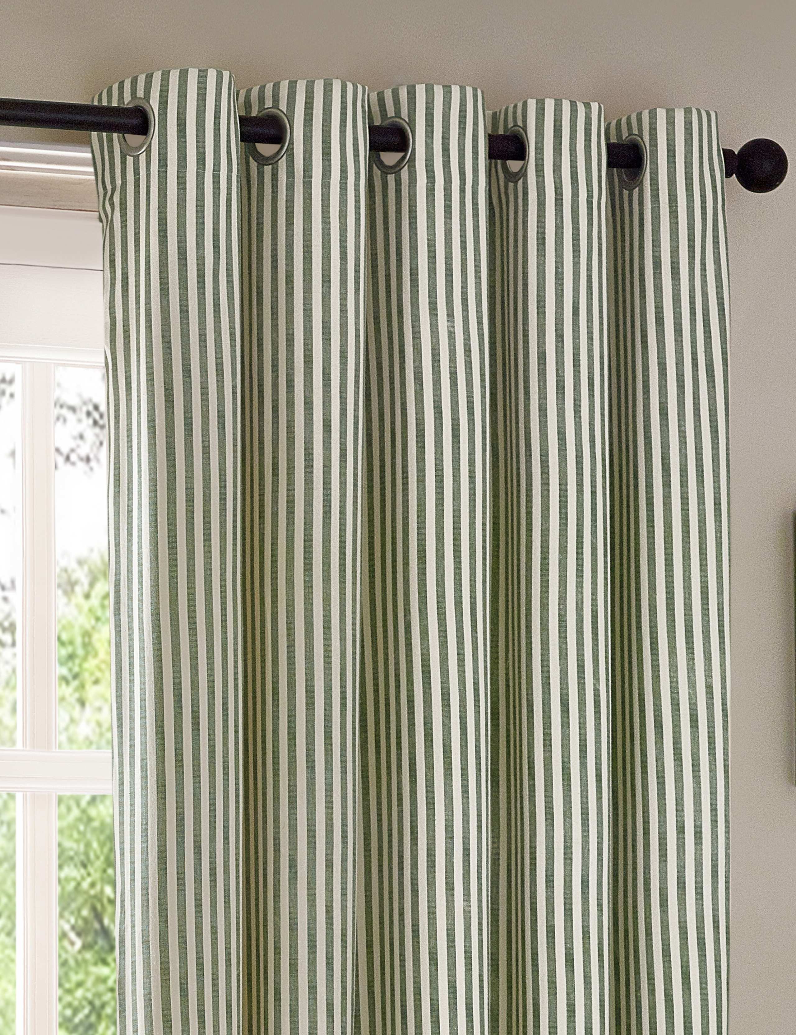Hebden Pure Cotton Striped Eyelet Curtains