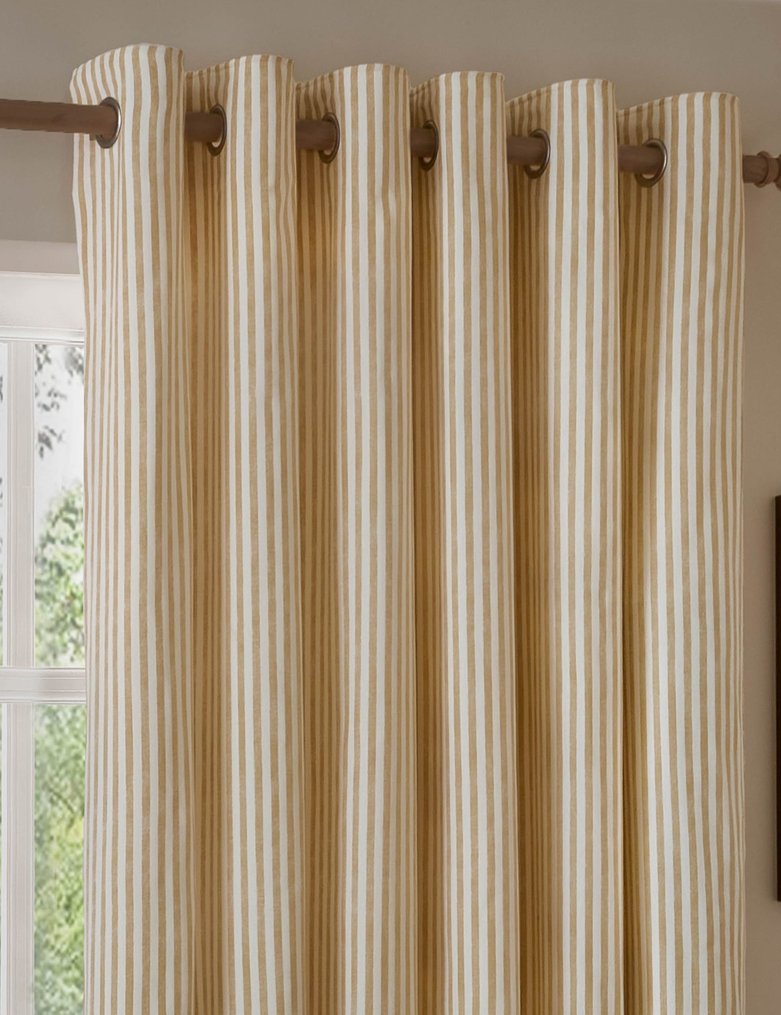 Hebden Pure Cotton Striped Eyelet Curtains