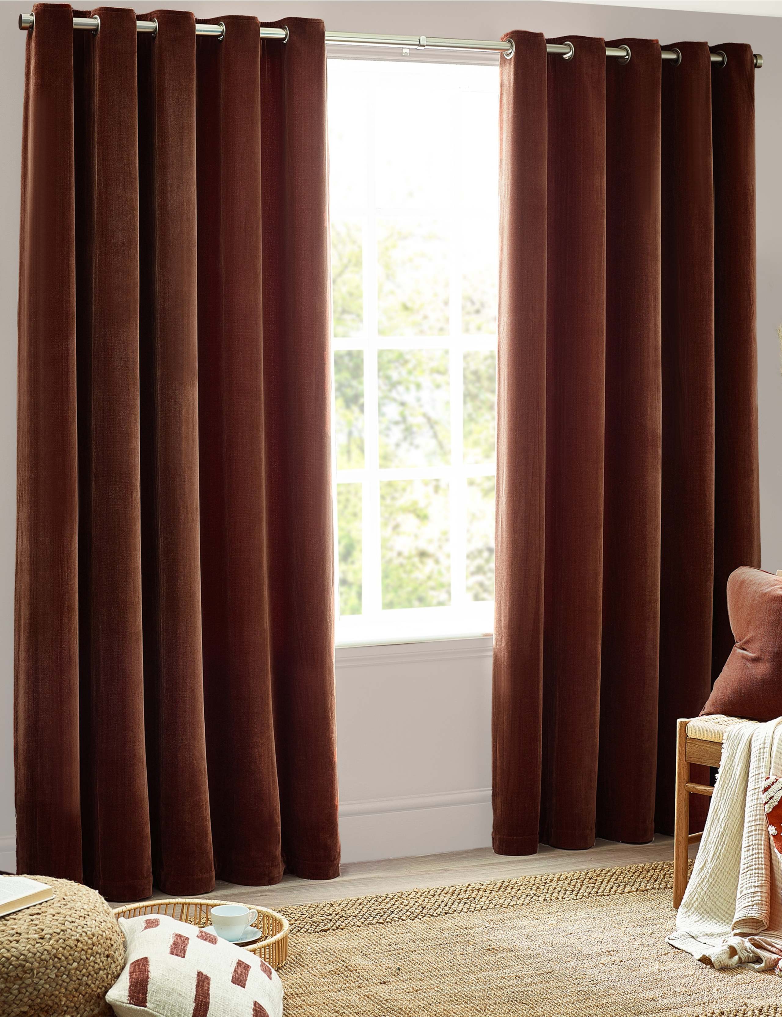 Chenille Velvet Eyelet Curtains
