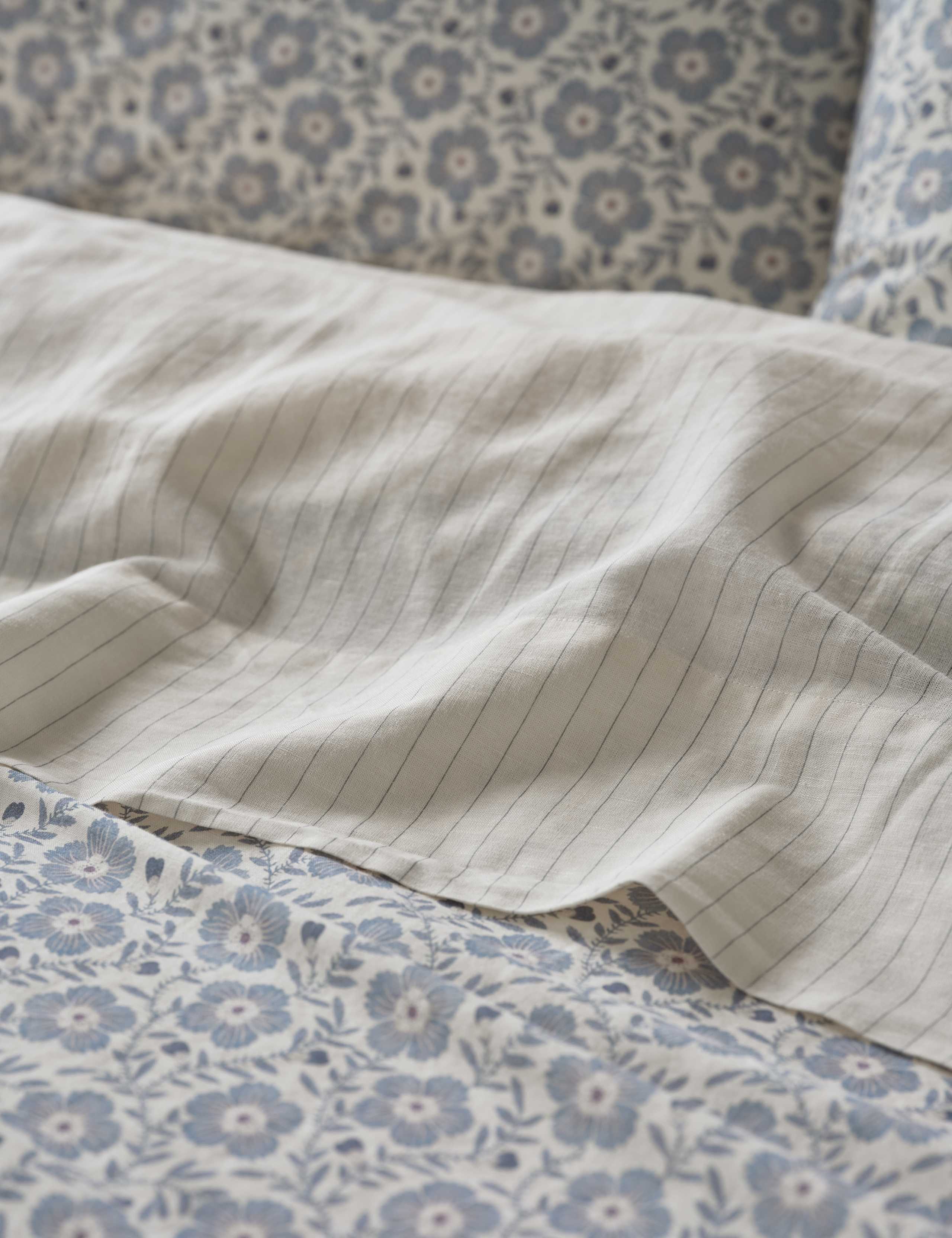 Linen Rich Folk Floral Flat Sheet