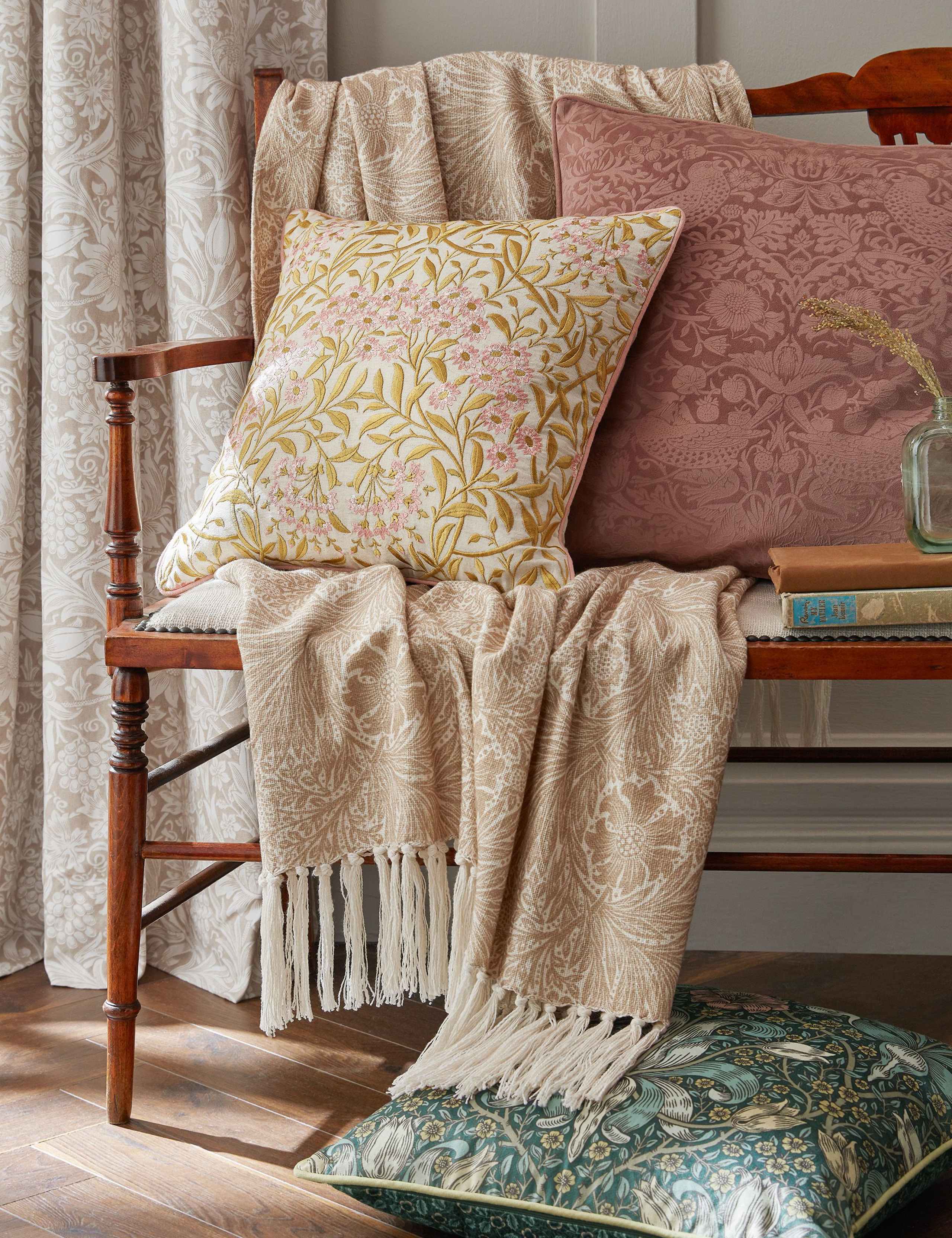 Michaelmas Daisy Embroidered 43x43cm Cushion