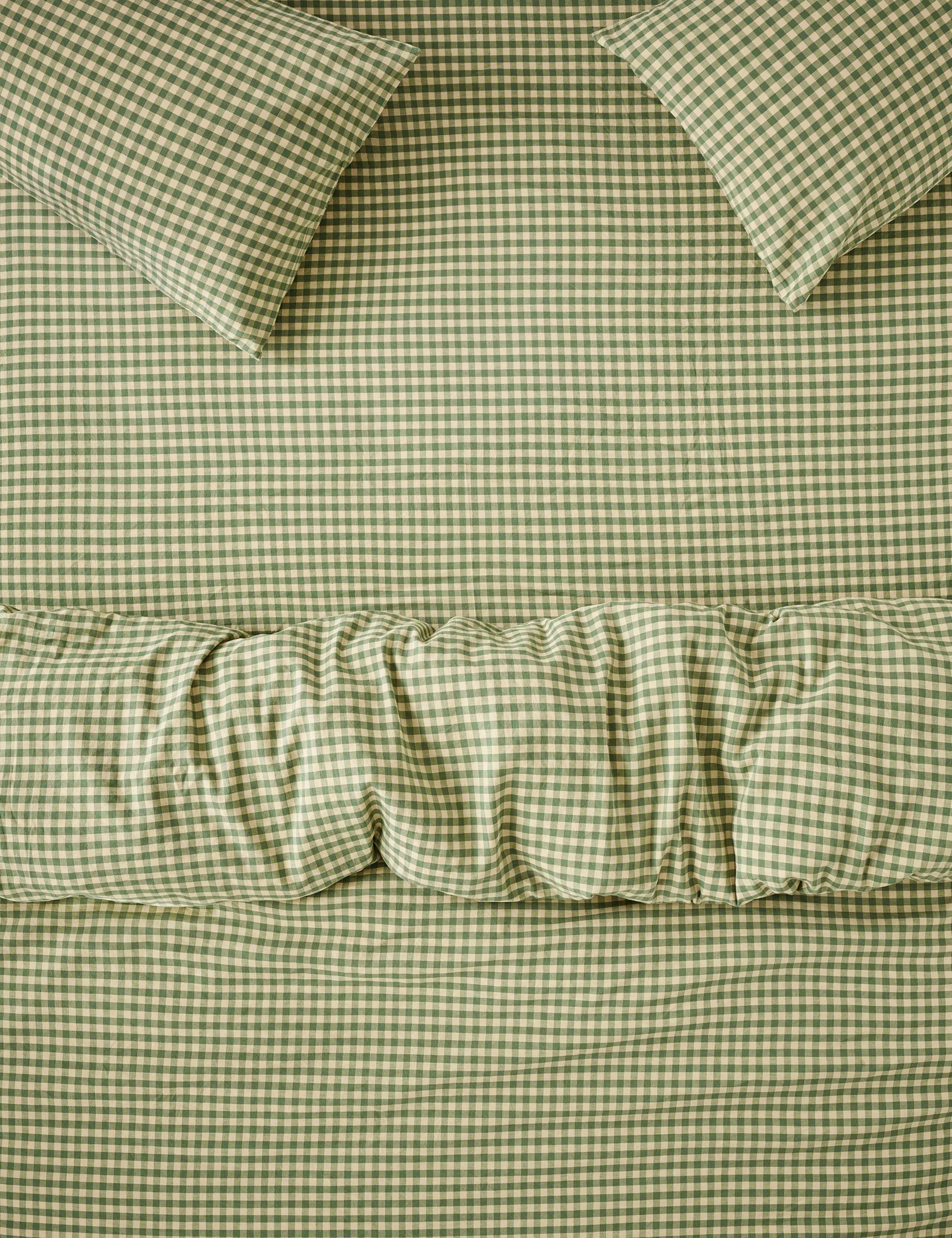 Linen Blend Gingham Fitted Sheet