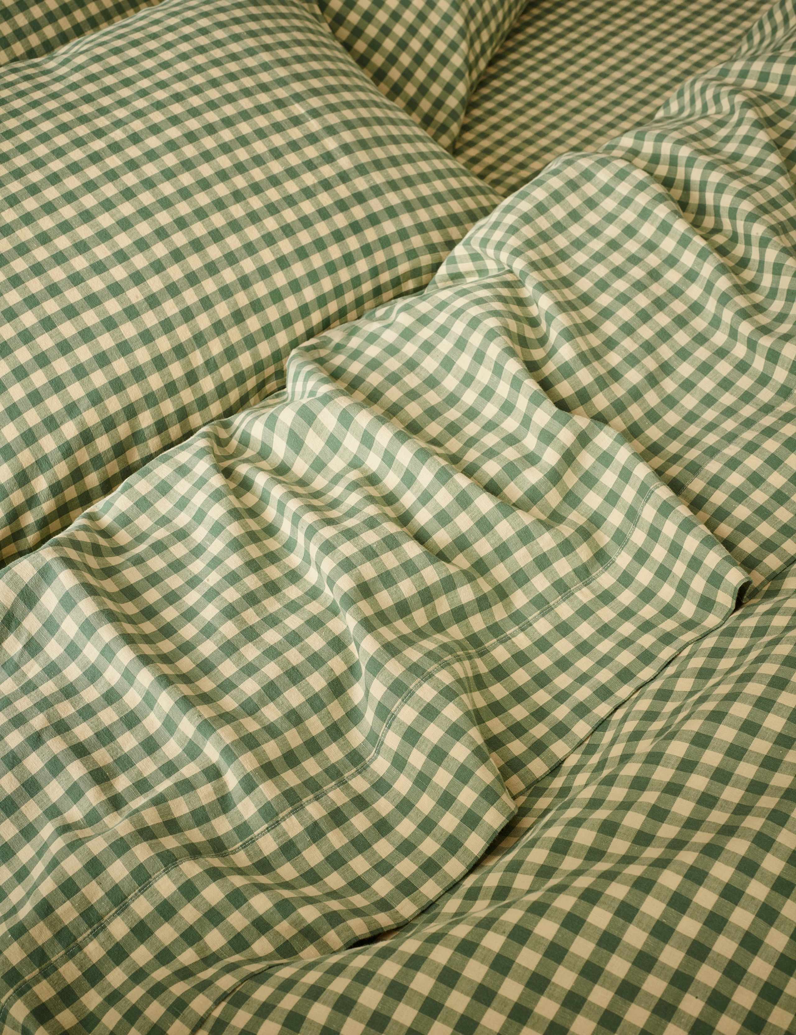 Linen Rich Gingham Flat Sheet