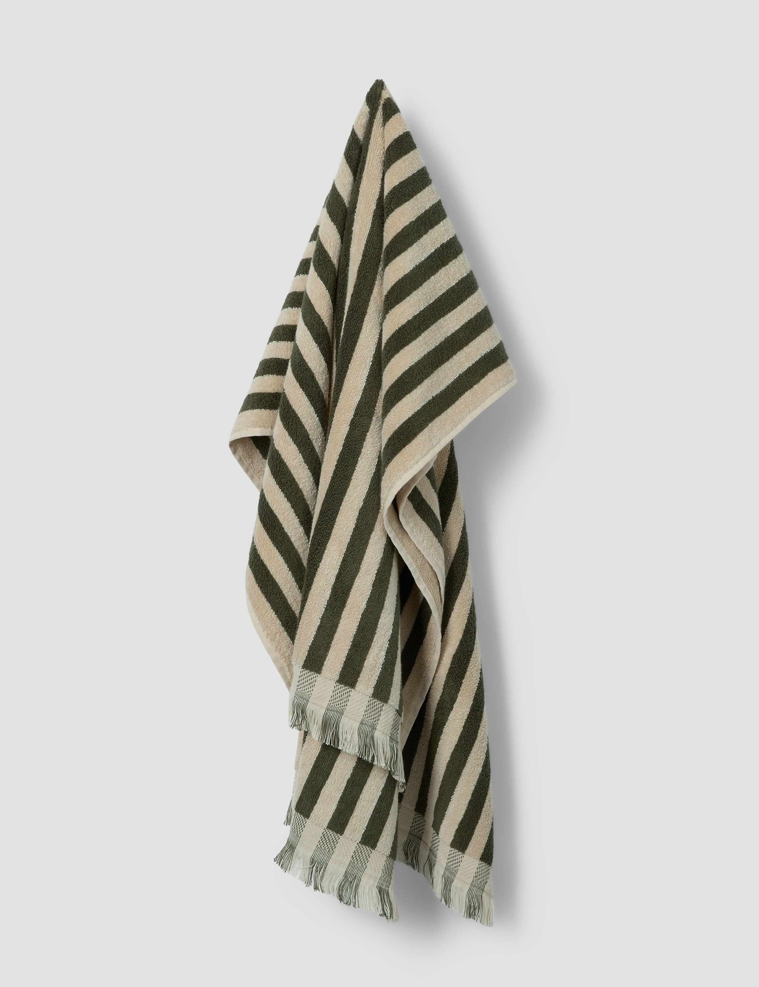 Pure Cotton Striped Fringed Towel